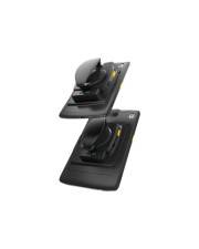 Zwei schwarze Joystick-ähnliche Steuermodule auf geneigten rechteckigen Basen, gezeigt auf weißem Hintergrund.