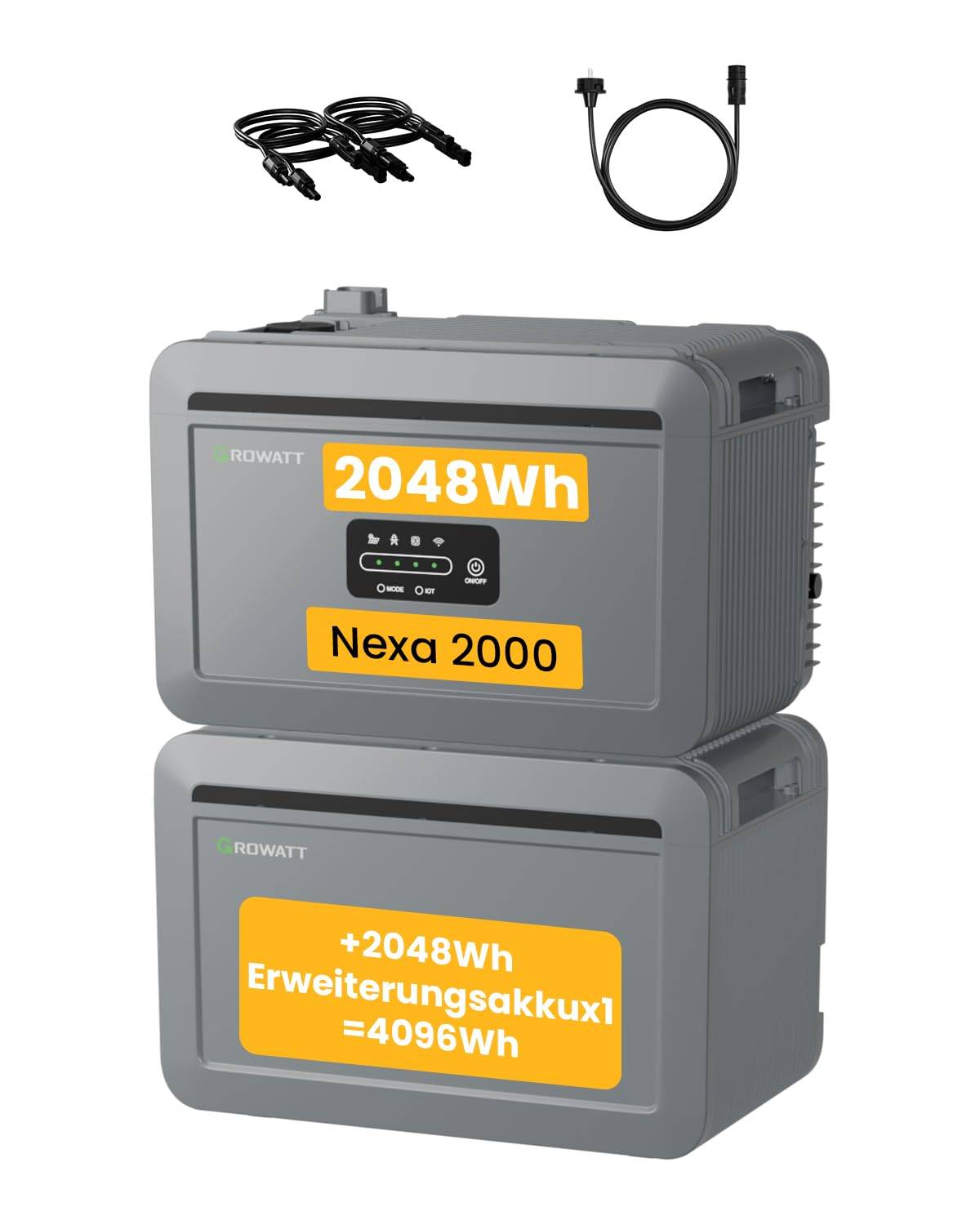 Growatt NEXA 2000 Set 2,048kWh mit 1× Erweiterungsbatterie 4kWh Balkonspeicher System