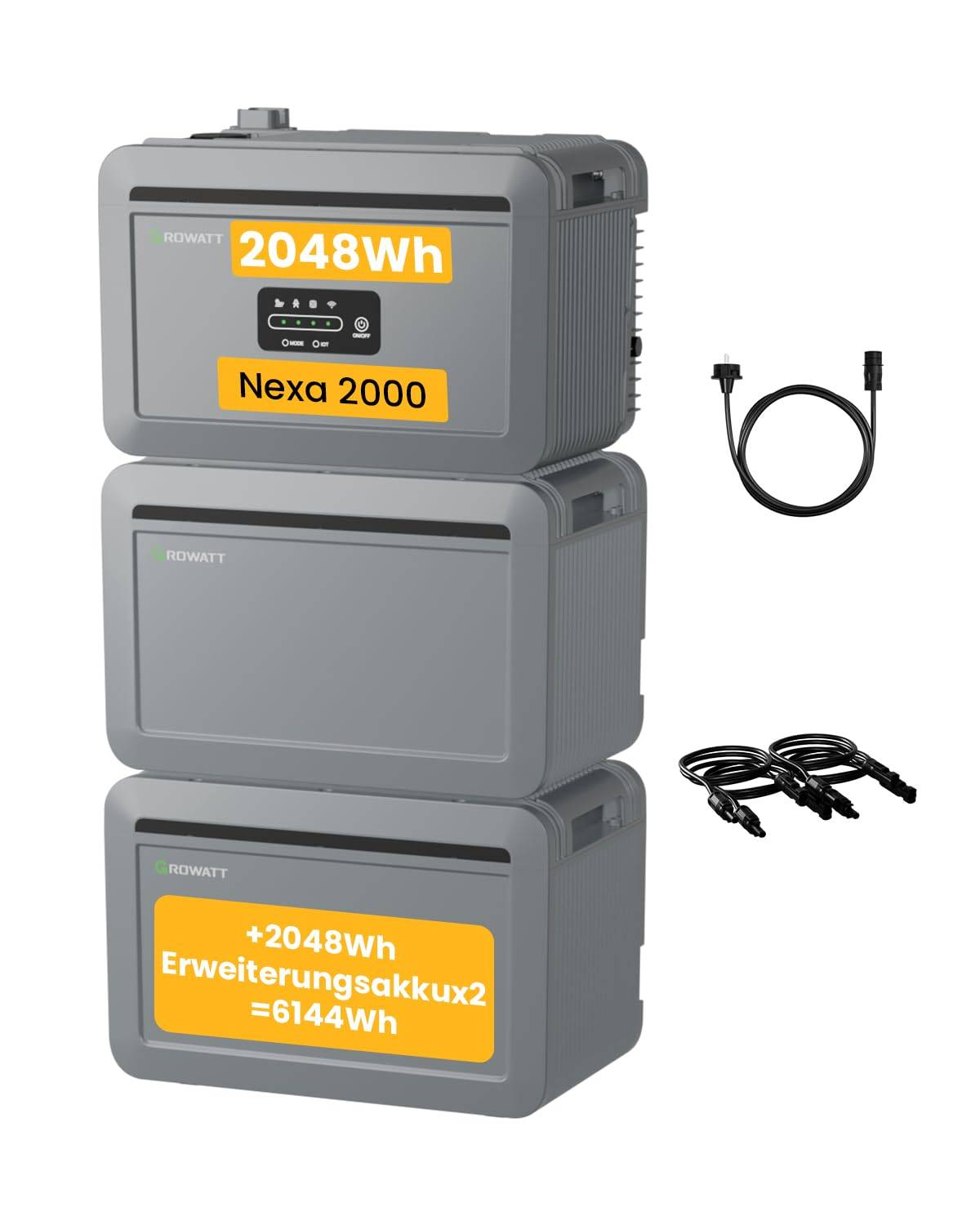 Growatt NEXA 2000 Set 6kWh Speicher 1× System mit 2× Erweiterungsbatterie Balkonkraftwerk