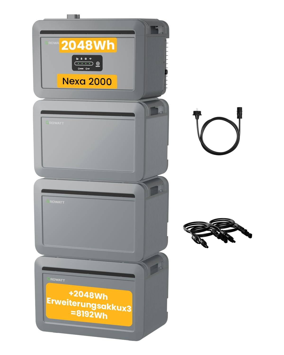 Growatt NEXA 2000 Set 8kWh Komplettsystem 1× Basis mit 3× Erweiterungsbatterie