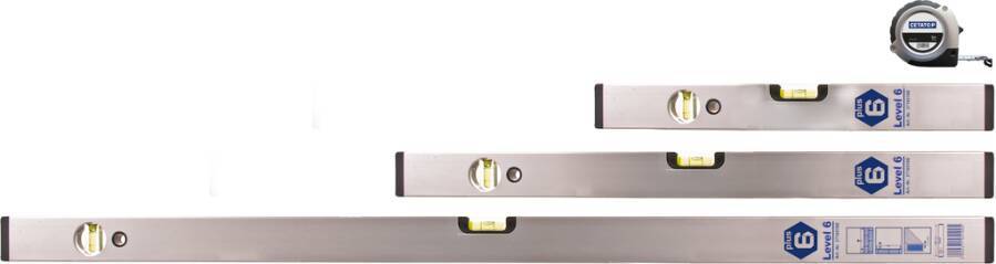 Alu-Wasserwaage-Set Level 6 silberfarbig eloxiert 37105999