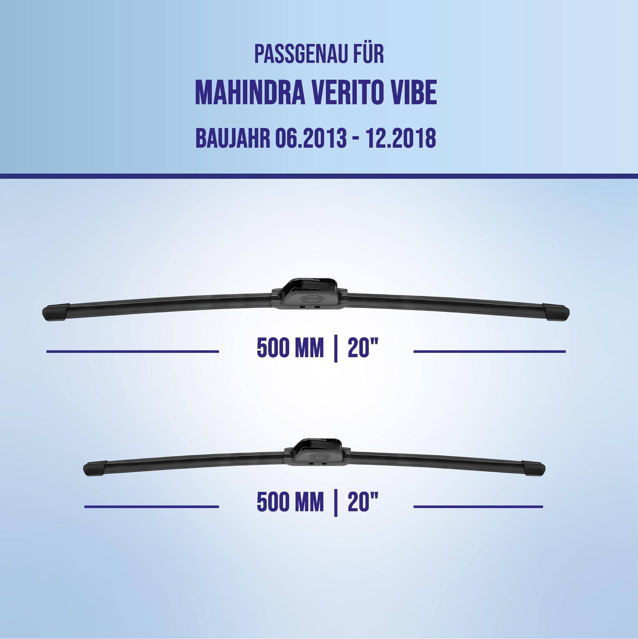 alca® Scheibenwischer für MAHINDRA VERITO VIBE 06.2013 - 12.2018, U-FLAT Flachbalkenwischer,