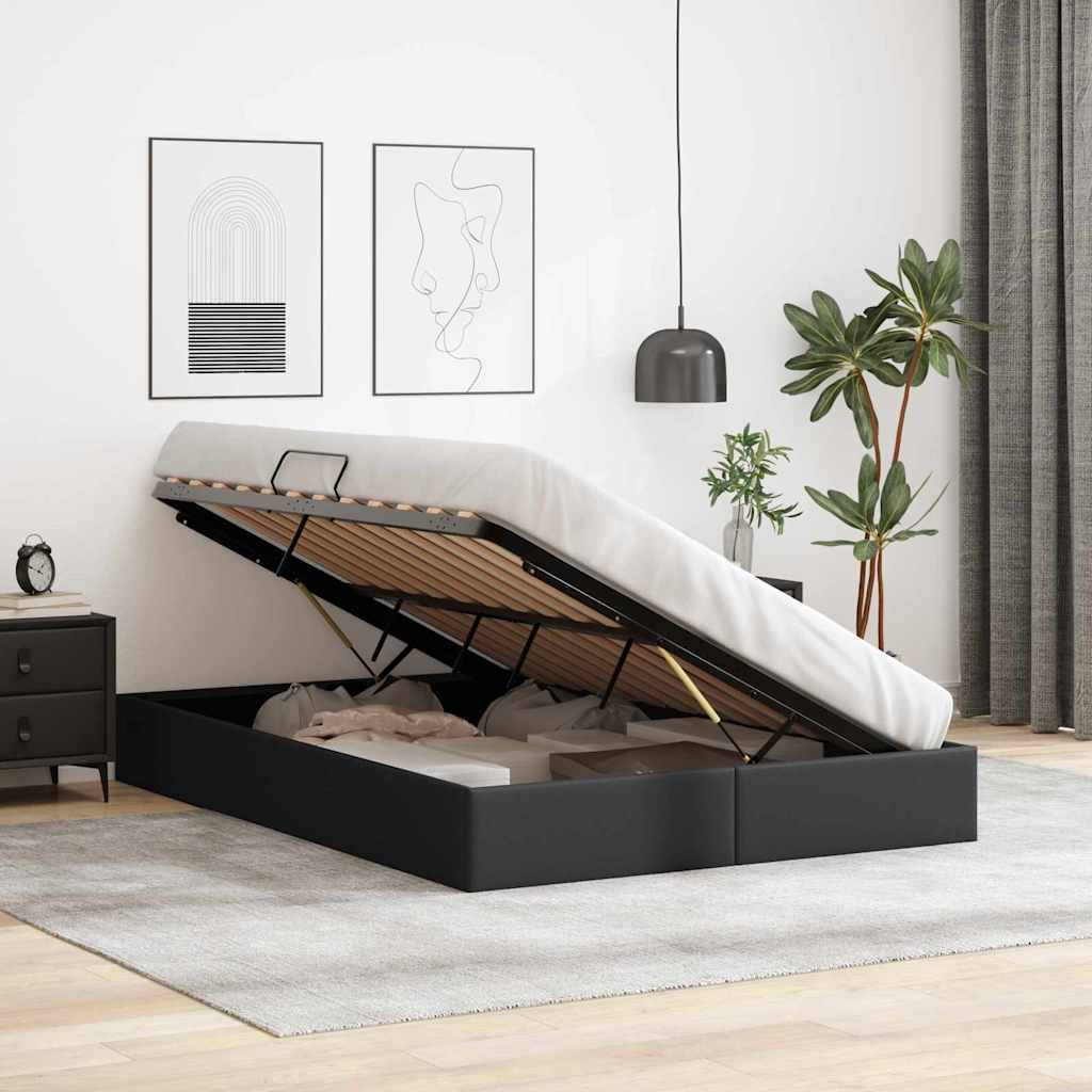 vidaXL Aufbewahrungsbett mit Speicher Schwarz 153 x 203 cm Kunstleder