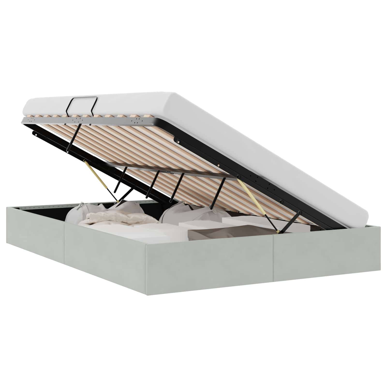 vidaXL Aufbewahrungsbett mit Speicher Hellgrau 153 x 203 cm Samt