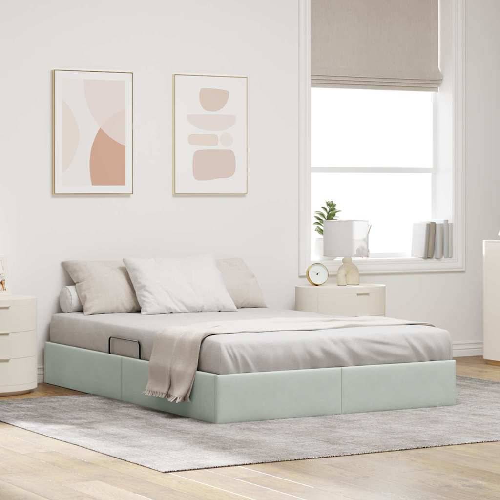 vidaXL Aufbewahrungsbett mit Speicher Hellgrau 153 x 203 cm Samt