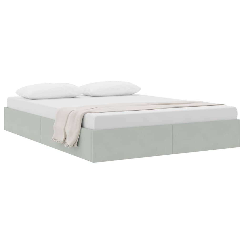 vidaXL Aufbewahrungsbett mit Speicher Hellgrau 153 x 203 cm Samt