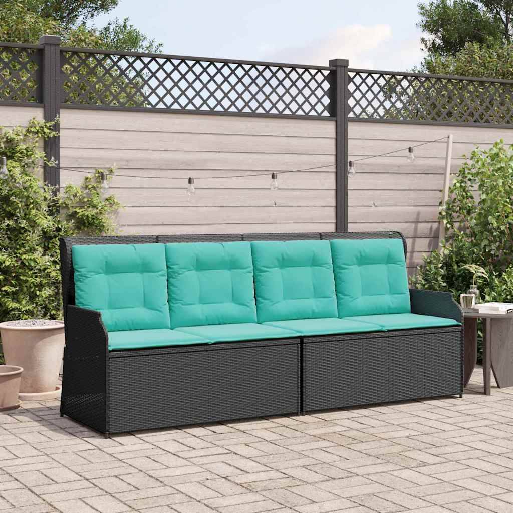 vidaXL Gartenbank Schwarz Poly-Rattan