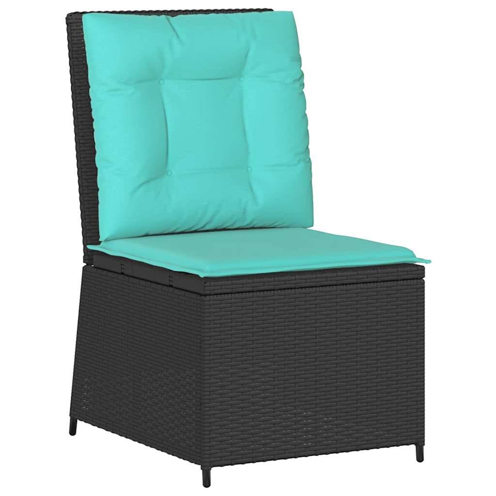 vidaXL Garten-Sofa mit Kissen Schwarz und Türkis Poly-Rattan