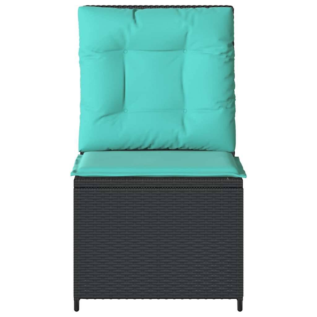 vidaXL Garten-Sofa mit Kissen Schwarz und Türkis Poly-Rattan
