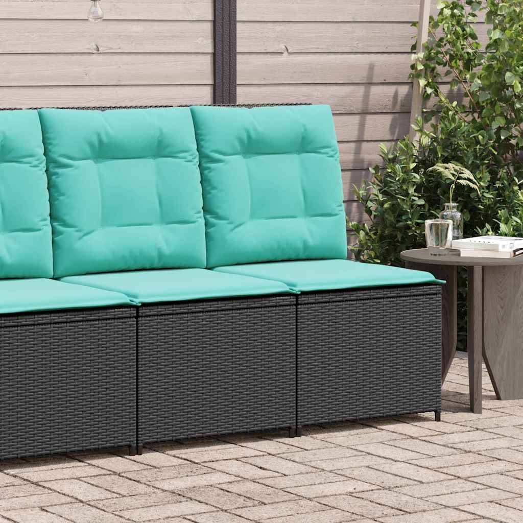 vidaXL Garten-Sofa mit Kissen Schwarz und Türkis Poly-Rattan