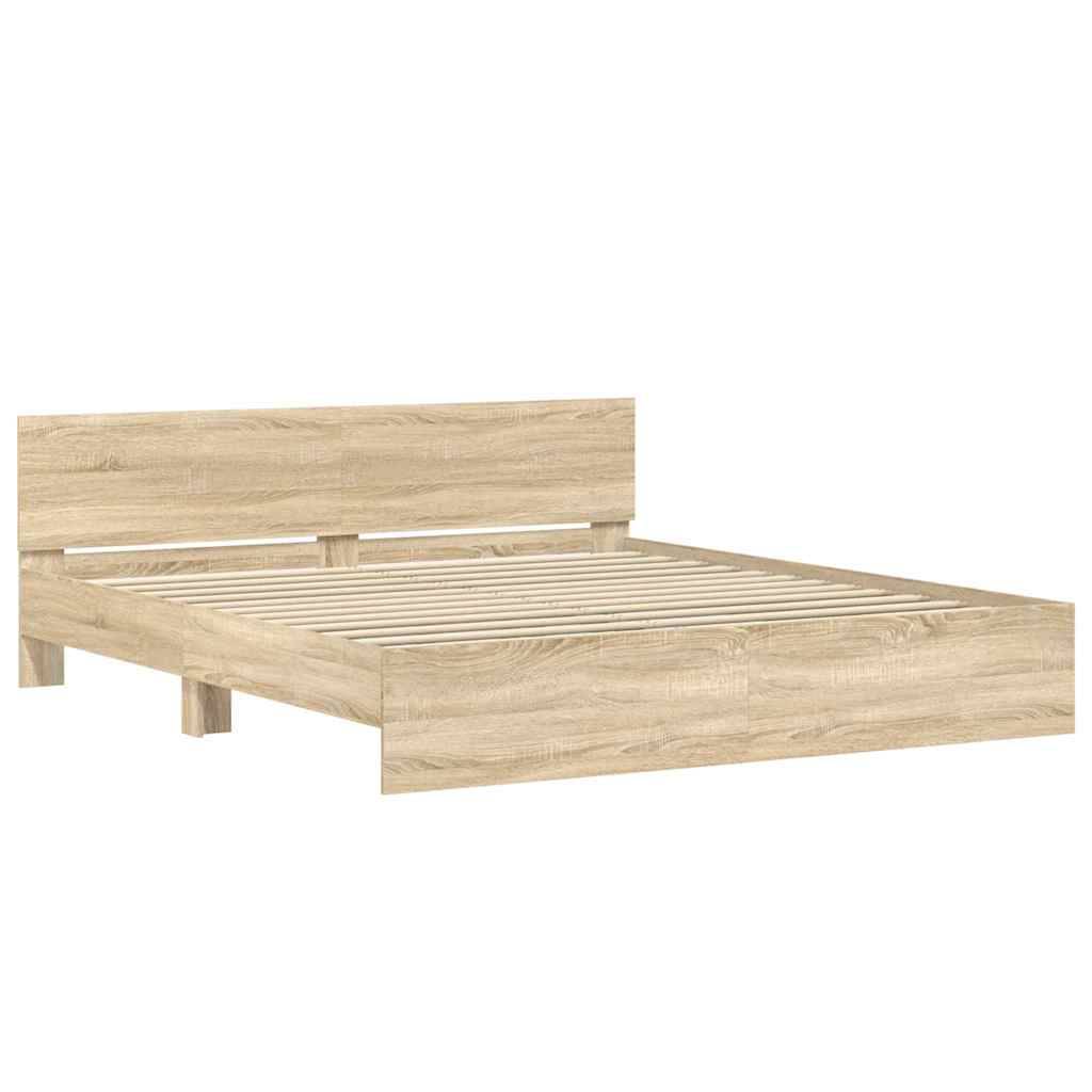 vidaXL Bettgestell mit Kopfteil Sonoma 193 x 203 cm Holzwerkstoff