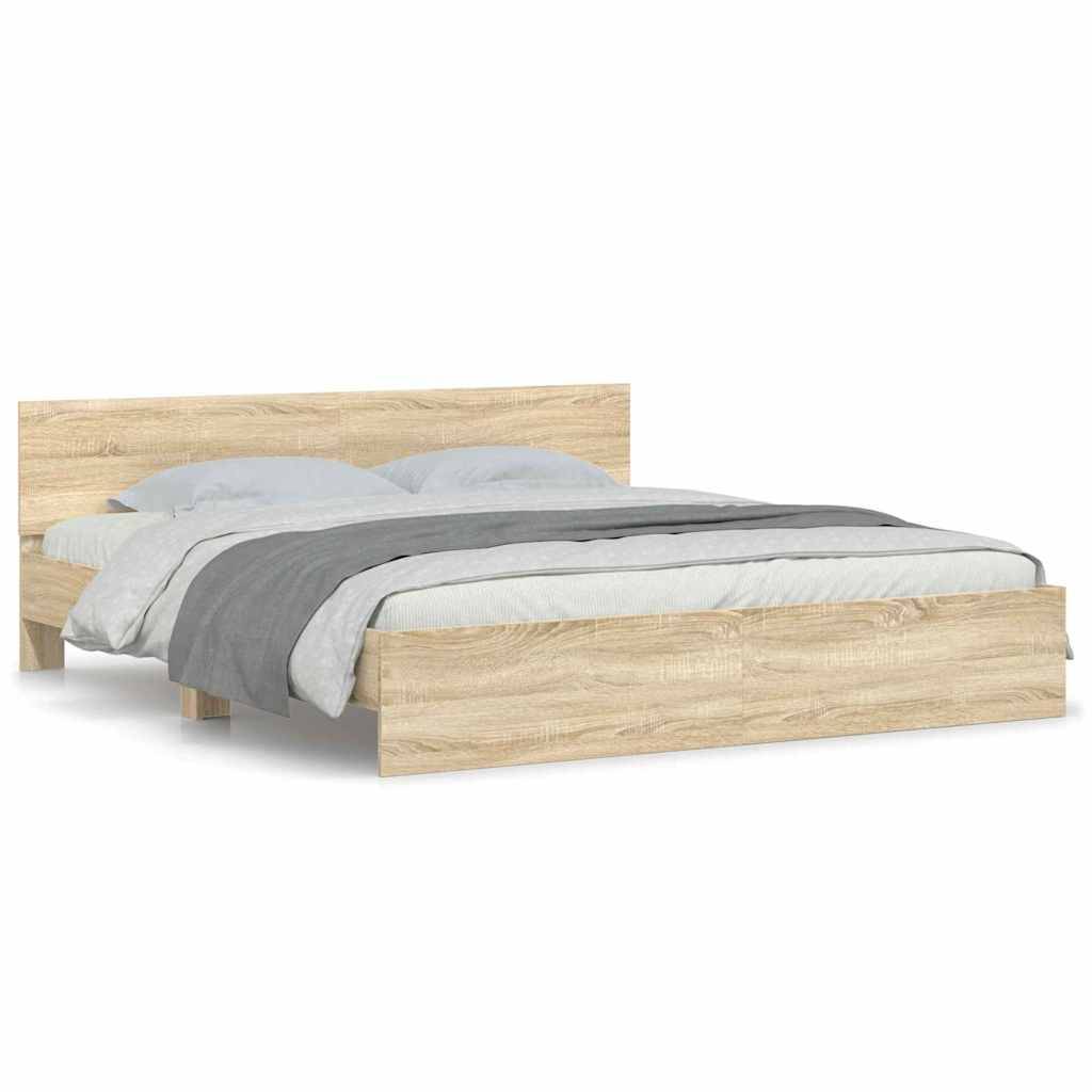 vidaXL Bettgestell mit Kopfteil Sonoma 193 x 203 cm Holzwerkstoff