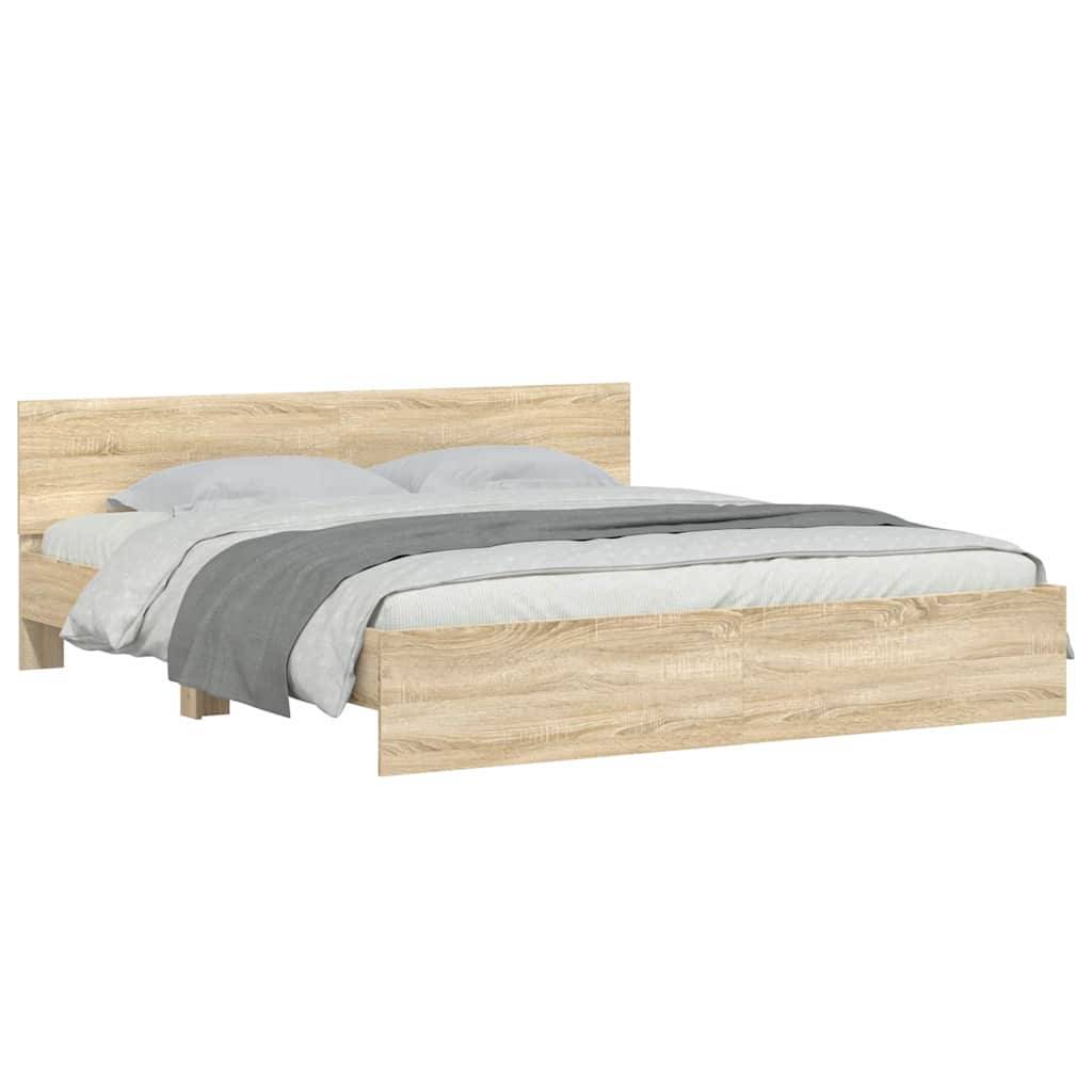 vidaXL Bettgestell mit Kopfteil Sonoma 193 x 203 cm Holzwerkstoff