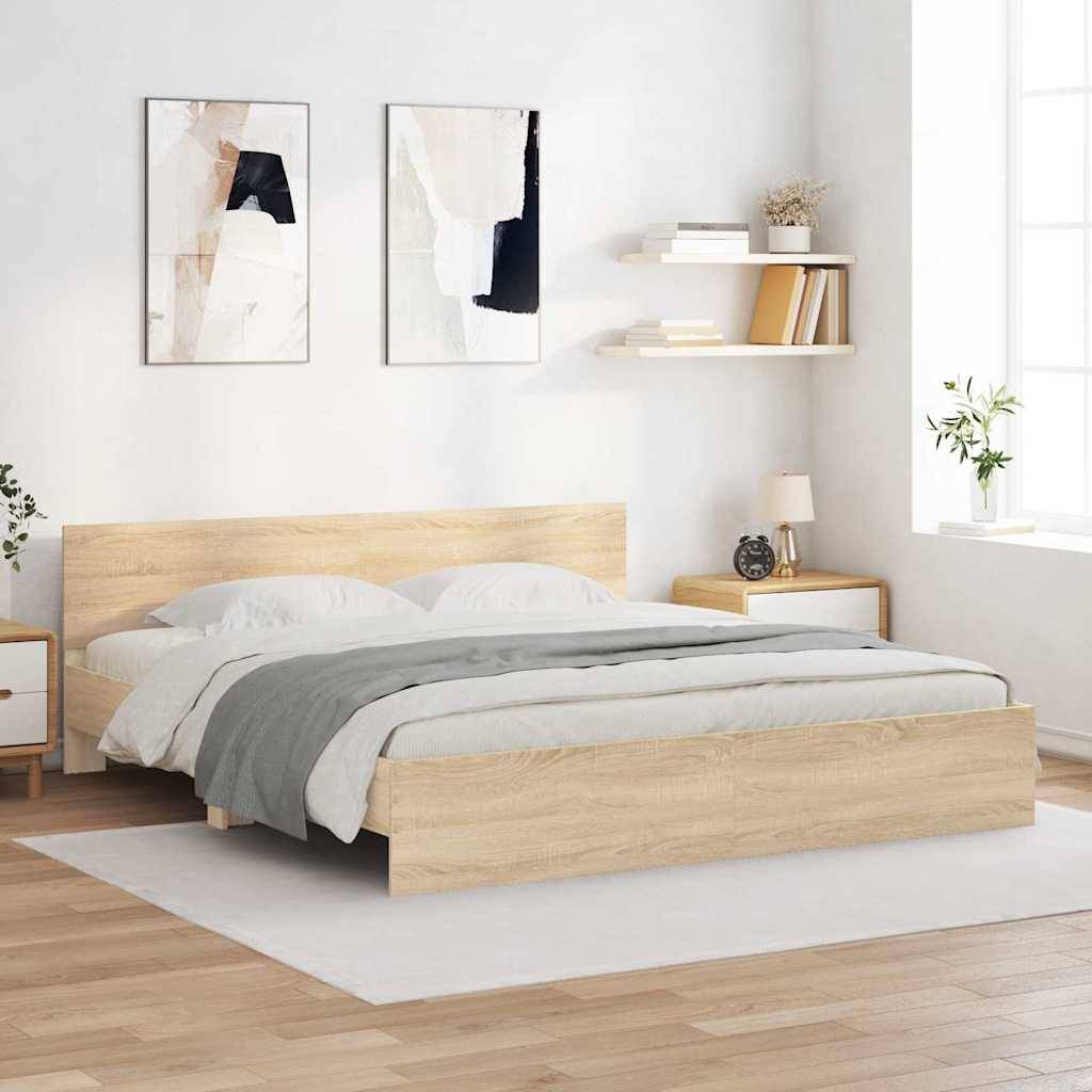 vidaXL Bettgestell mit Kopfteil Sonoma 193 x 203 cm Holzwerkstoff