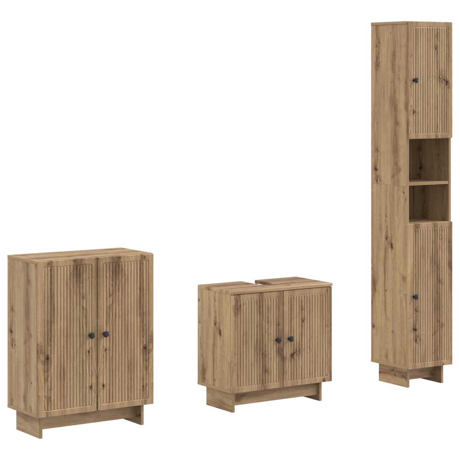 vidaXL 3-teiliges Badezimmer-Schranksystem EDE Artisan-Eiche