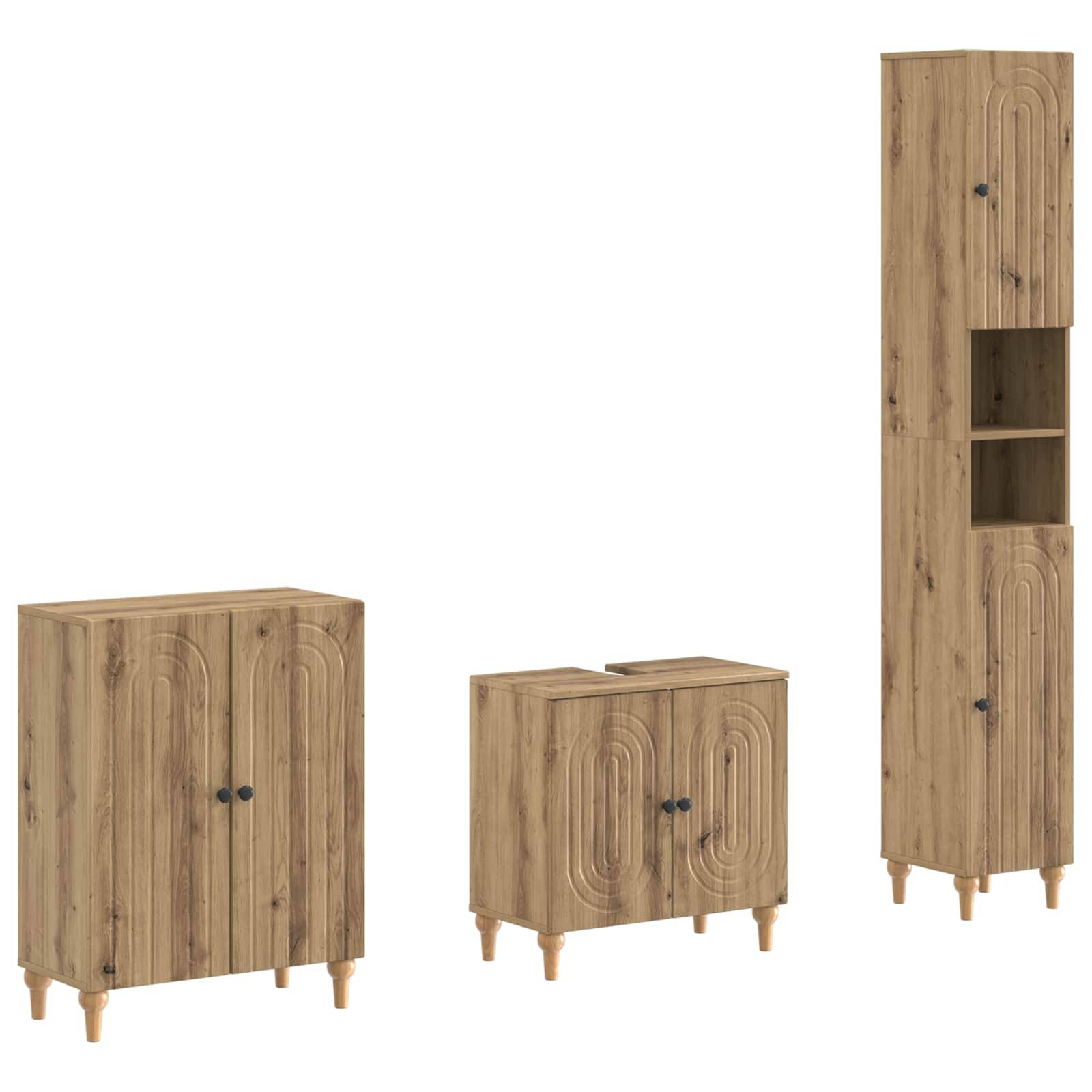vidaXL 3-teiliges Badezimmer-Schranksystem ALKMAAR Artisan-Eiche