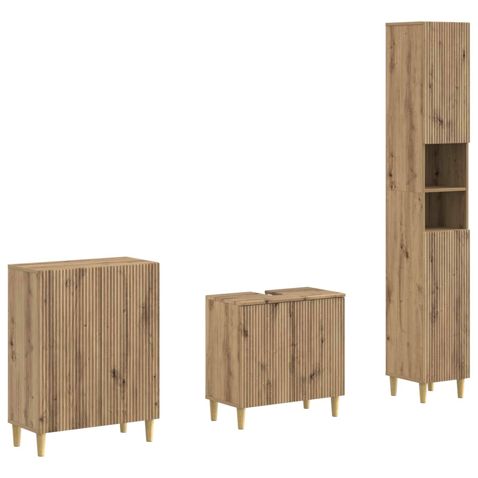vidaXL 3-teiliges Badezimmer-Schranksystem ARNHEM Artisan-Eiche