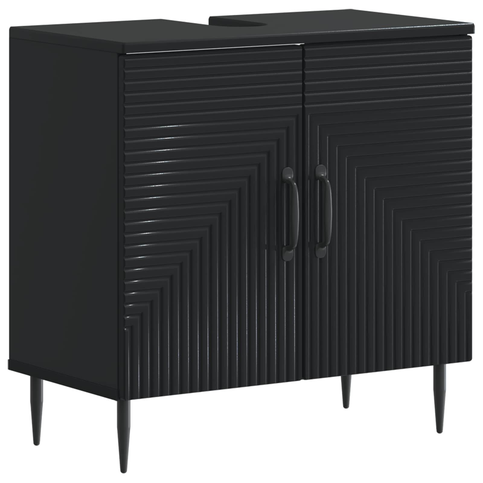 vidaXL 2-teiliges Badezimmer Schrank Set HAARLEM Schwarz Holzwerkstoff