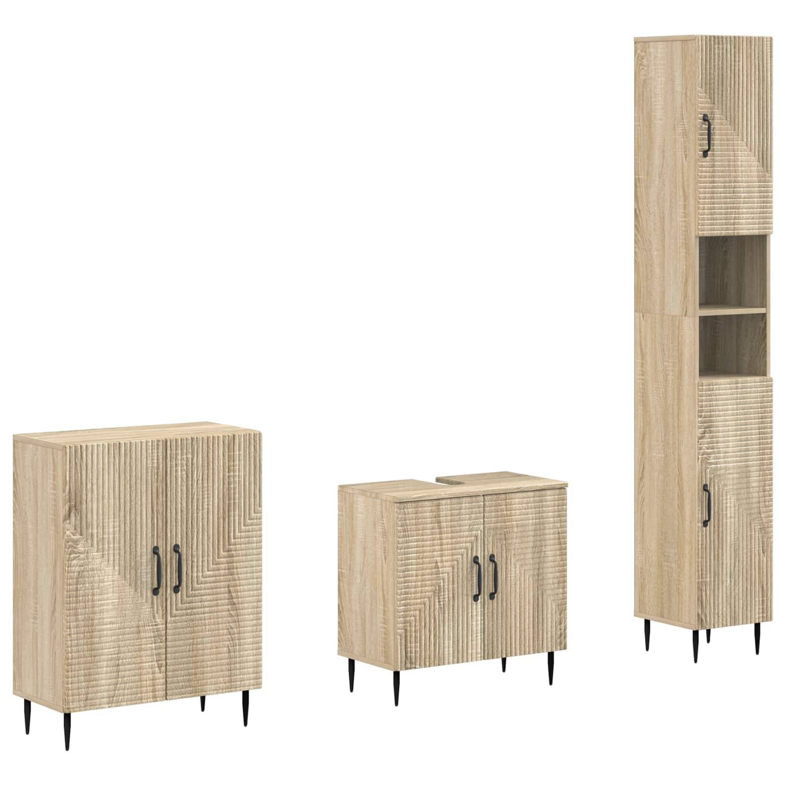 vidaXL 3-teiliges Badezimmer-Schranksystem HAARLEM Sonoma-Eiche