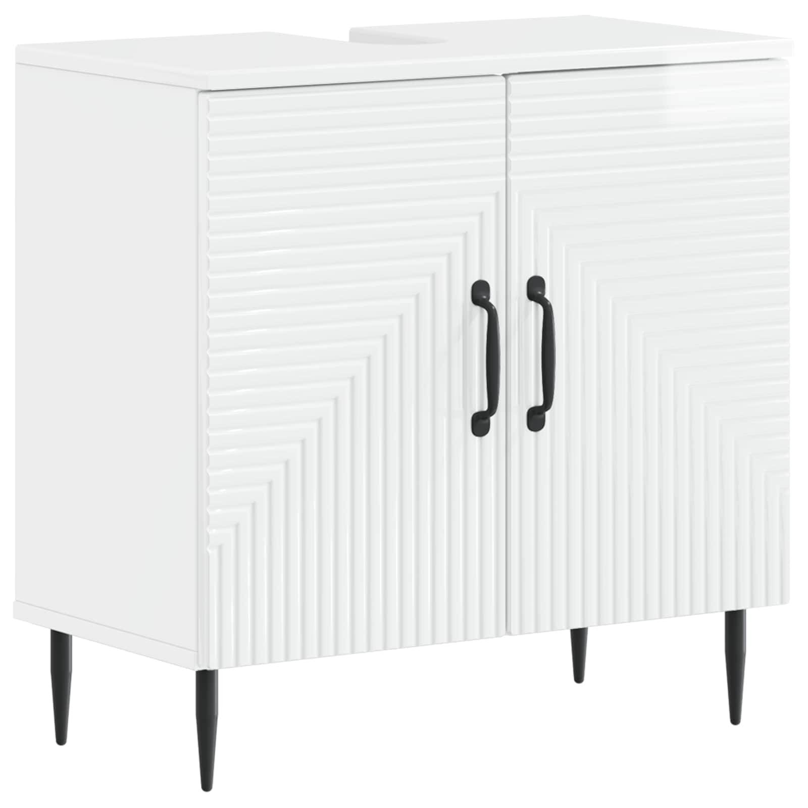 vidaXL Waschbeckenschrank HAARLEM Hochglanz Weiß 59,5 x 31,5 x 59 cm