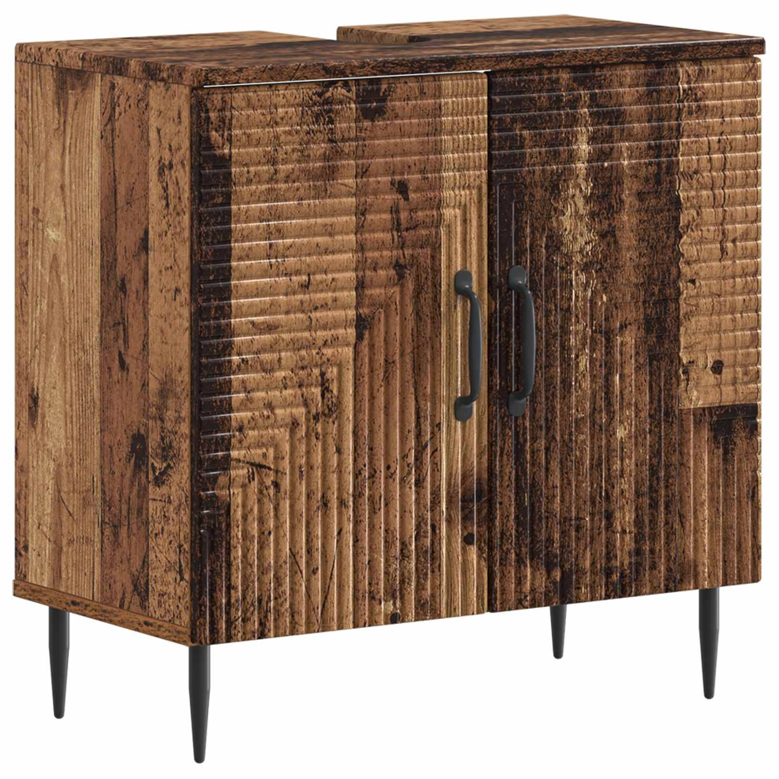 vidaXL 2-teiliges Badezimmer Schrank Set HAARLEM Altholz Holzwerkstoff