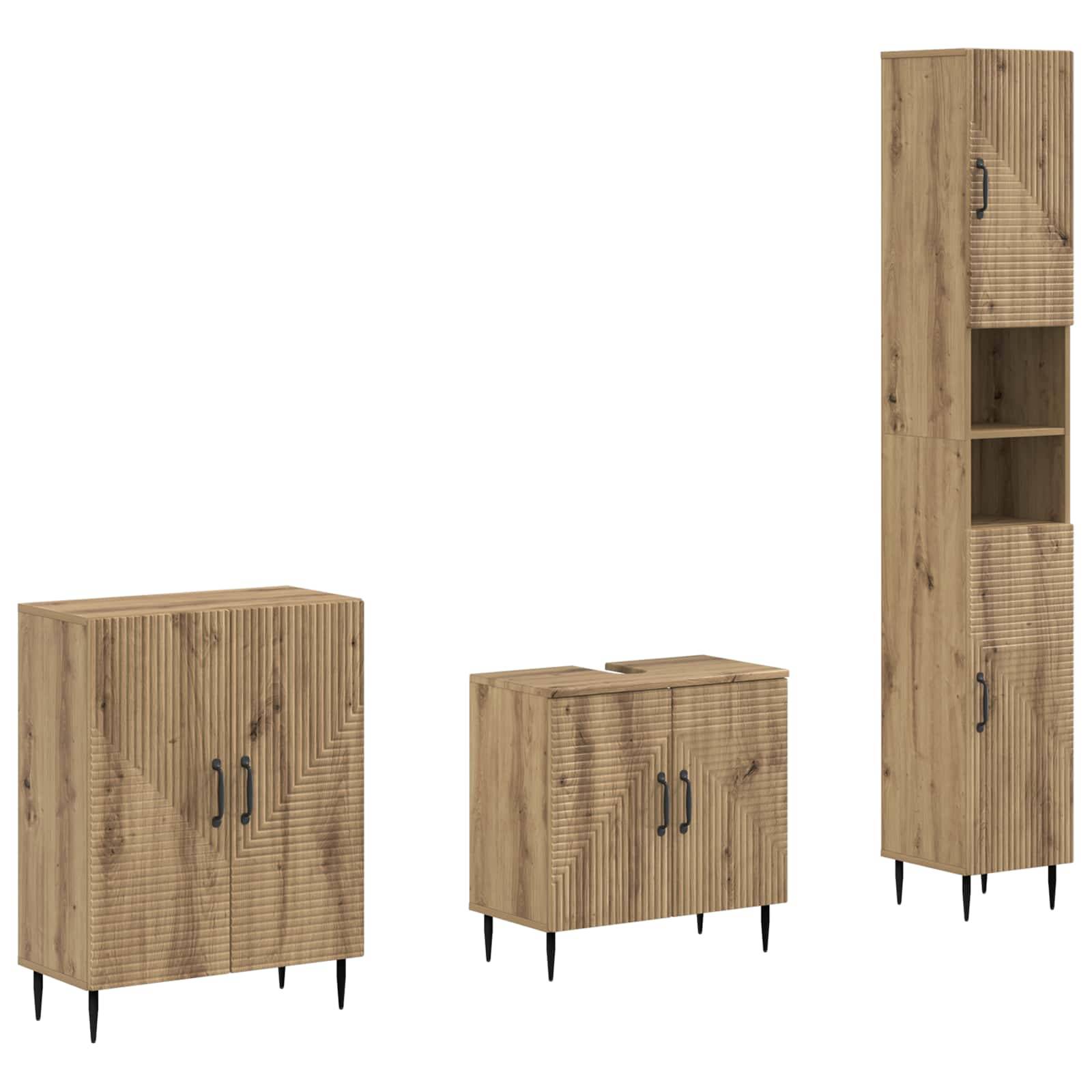 vidaXL 3-teiliges Badezimmer-Schranksystem HAARLEM Artisan-Eiche