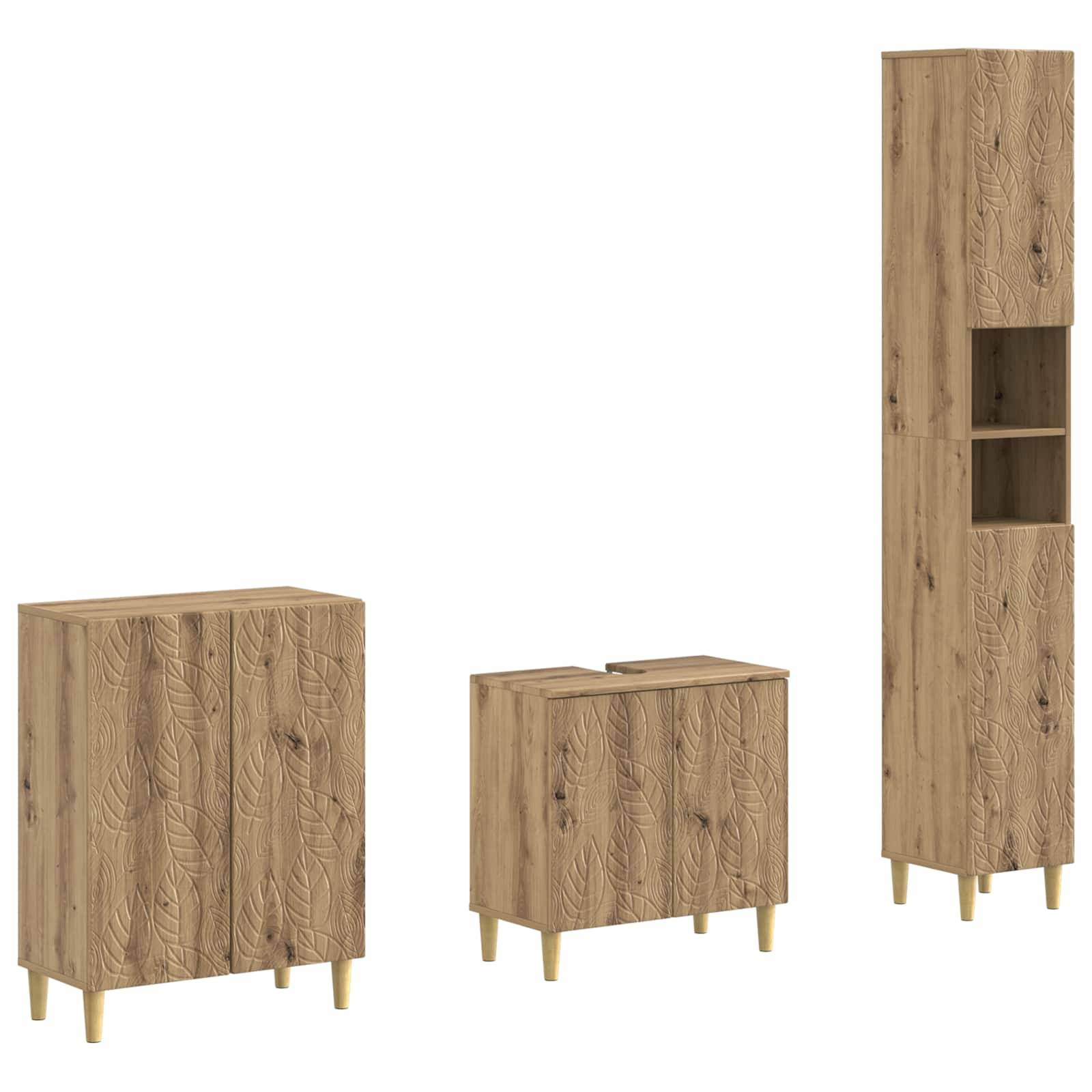 vidaXL 3-teiliges Badezimmer-Schranksystem DELFT Artisan-Eiche