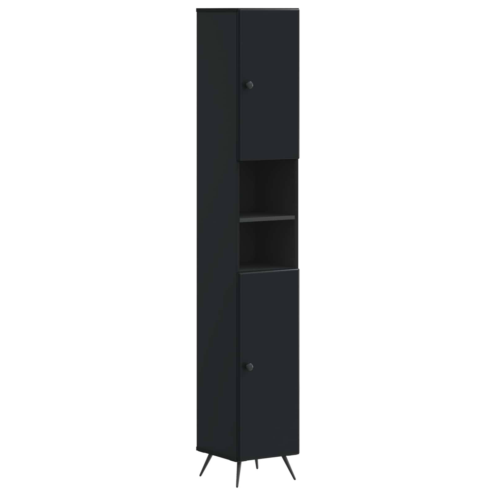 vidaXL 2-teiliges Badezimmer Schrank Set BREDA Schwarz Holzwerkstoff