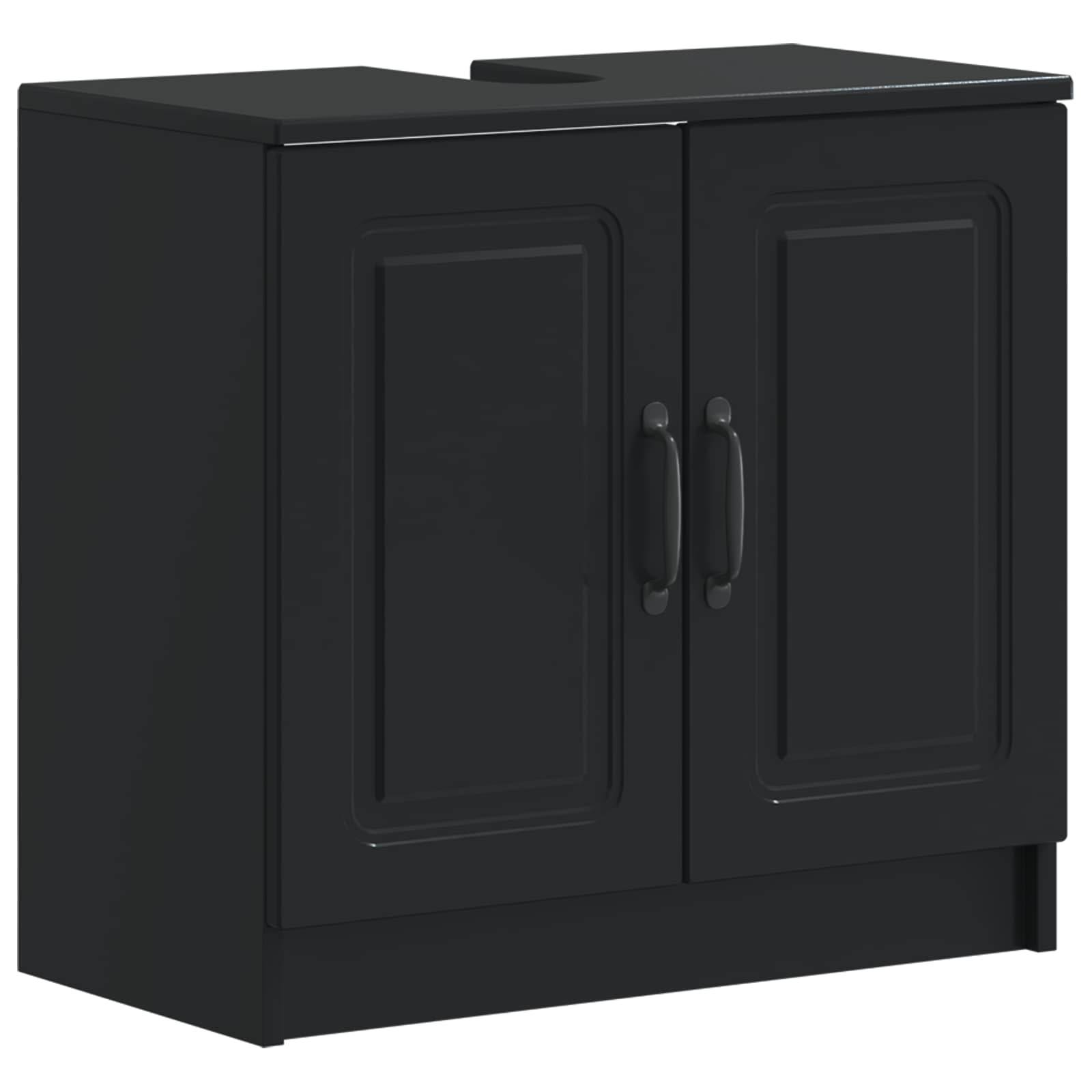 vidaXL 2-teiliges Badezimmer Schrank Set UTRECHT Schwarz Holzwerkstoff