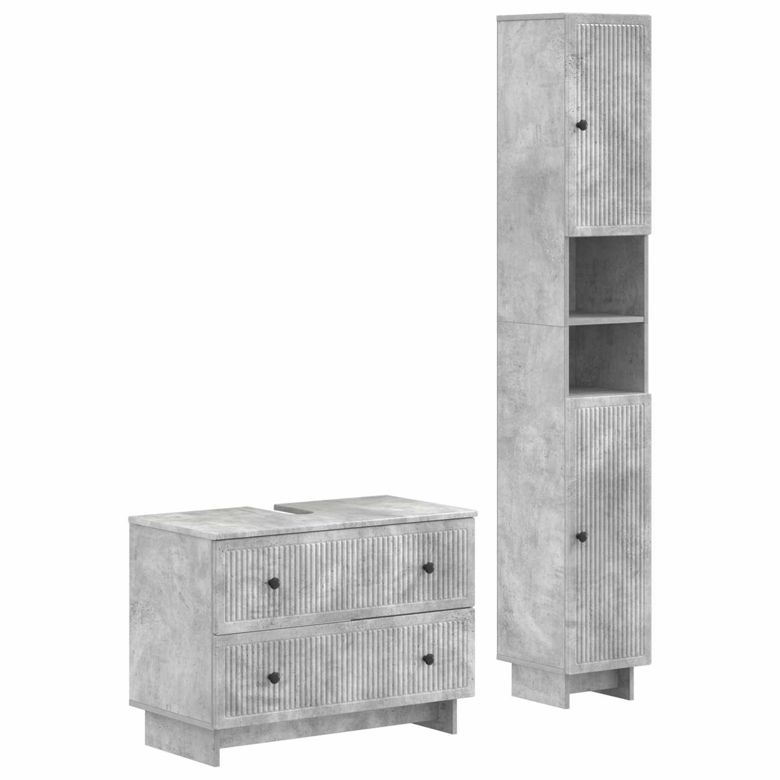 vidaXL 2-teiliges Badezimmer Schrank Set EDE Betongrau Holzwerkstoff