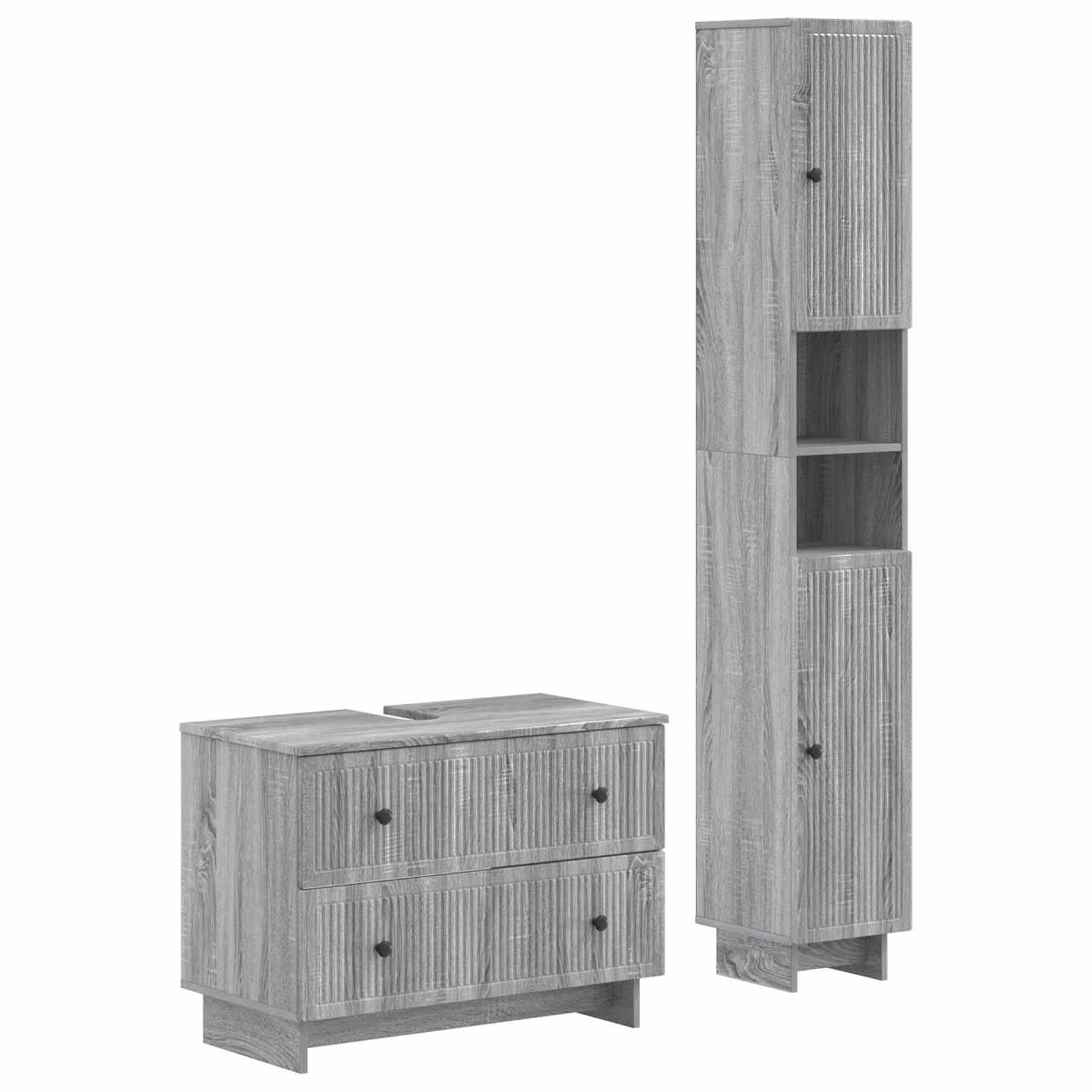 vidaXL 2-teiliges Badezimmer Schrank Set EDE Sonoma-Grau Holzwerkstoff