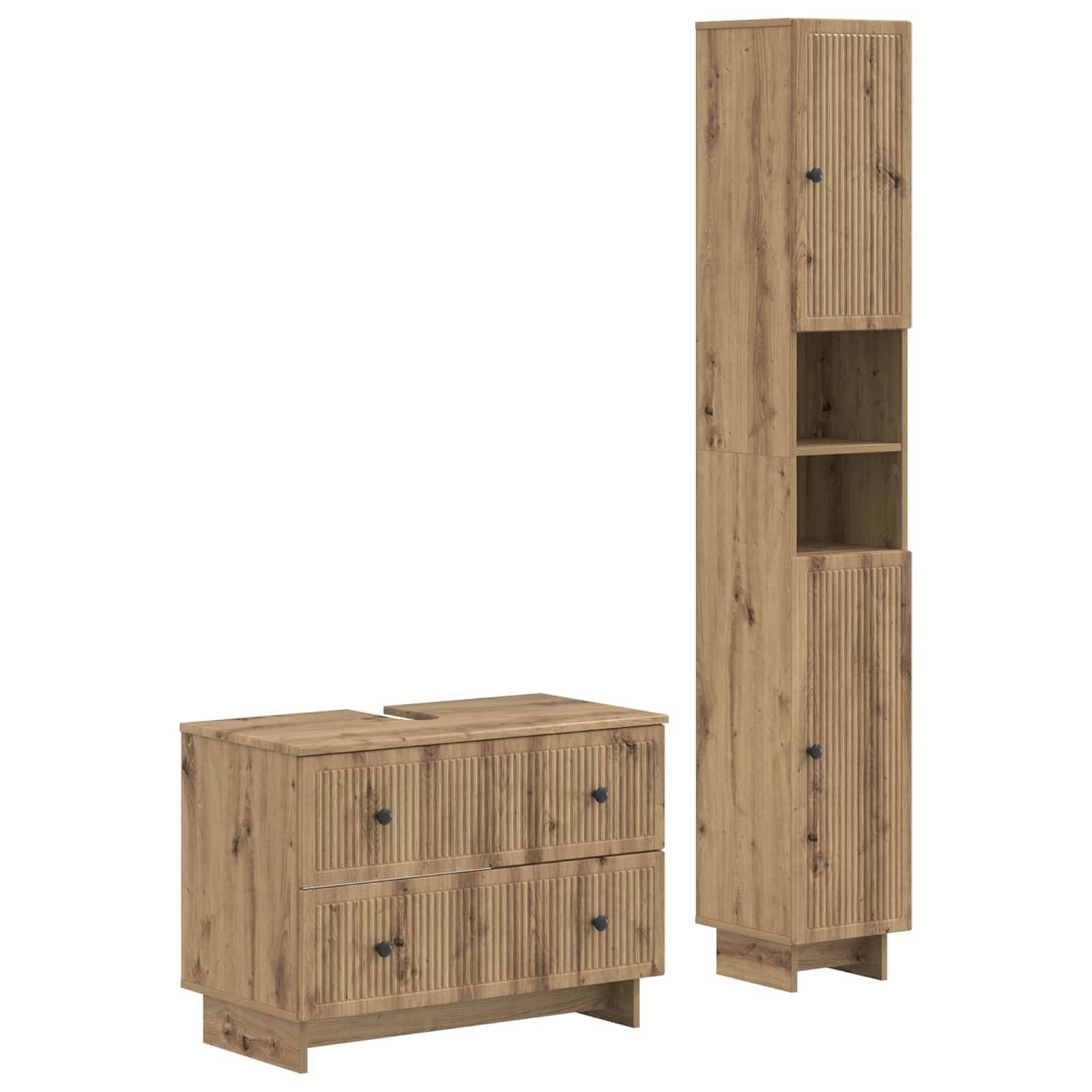 vidaXL 2-teiliges Badezimmer Schrank Set EDE Artisan-Eiche