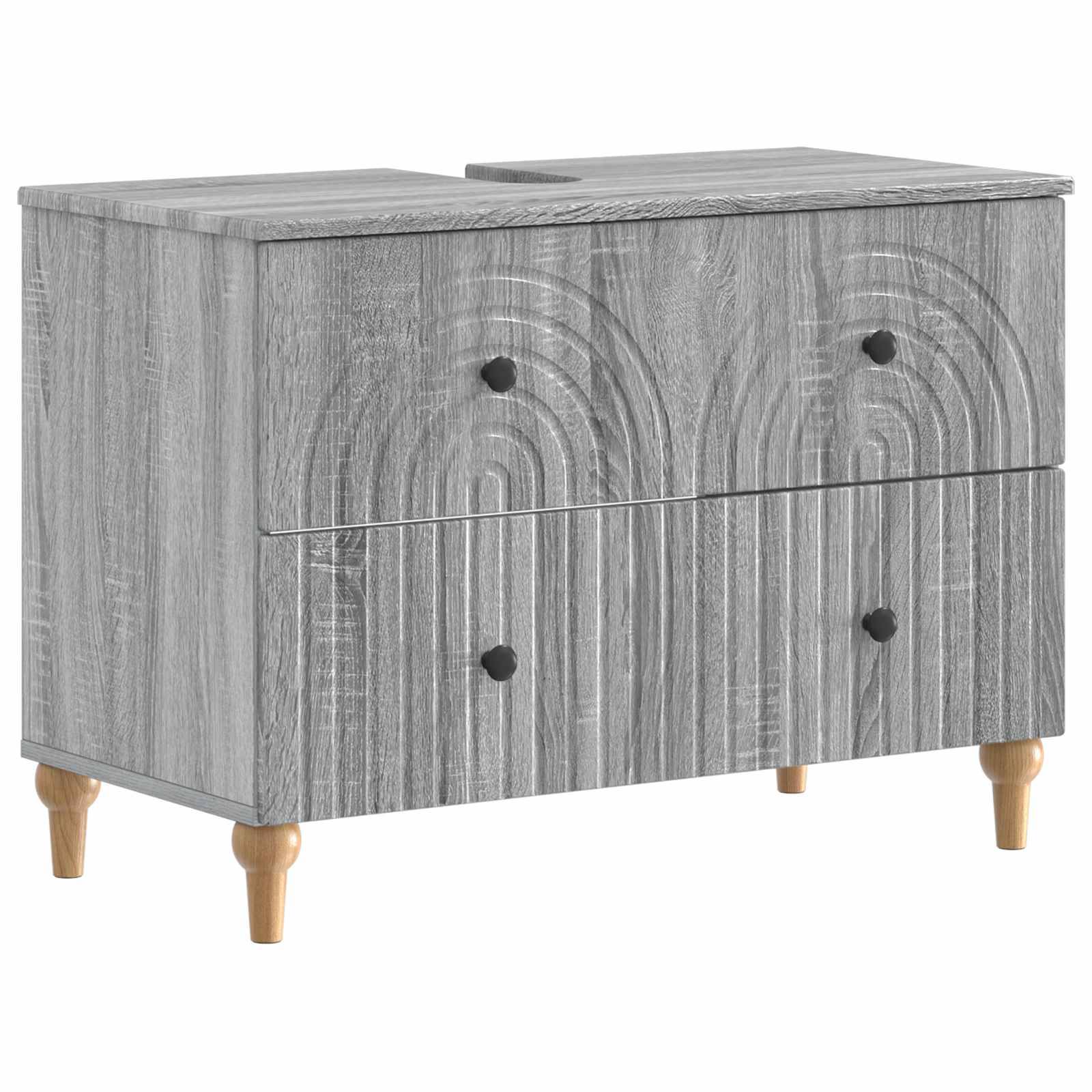 vidaXL 4-teiliges Badezimmer-Schrank-Set ALKMAAR Sonoma-Grau