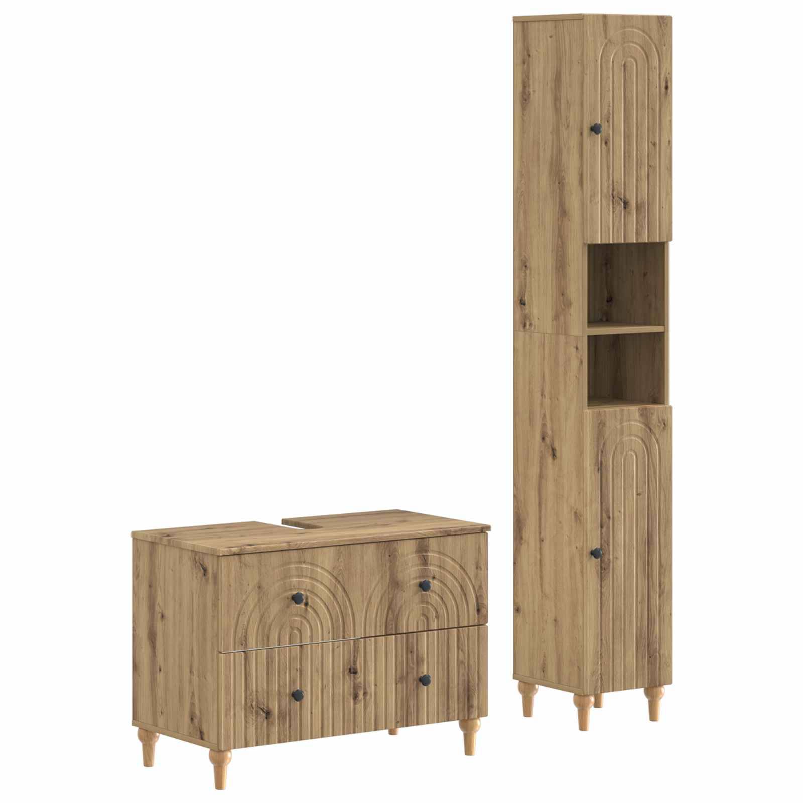 vidaXL 2-teiliges Badezimmer Schrank Set ALKMAAR Artisan-Eiche