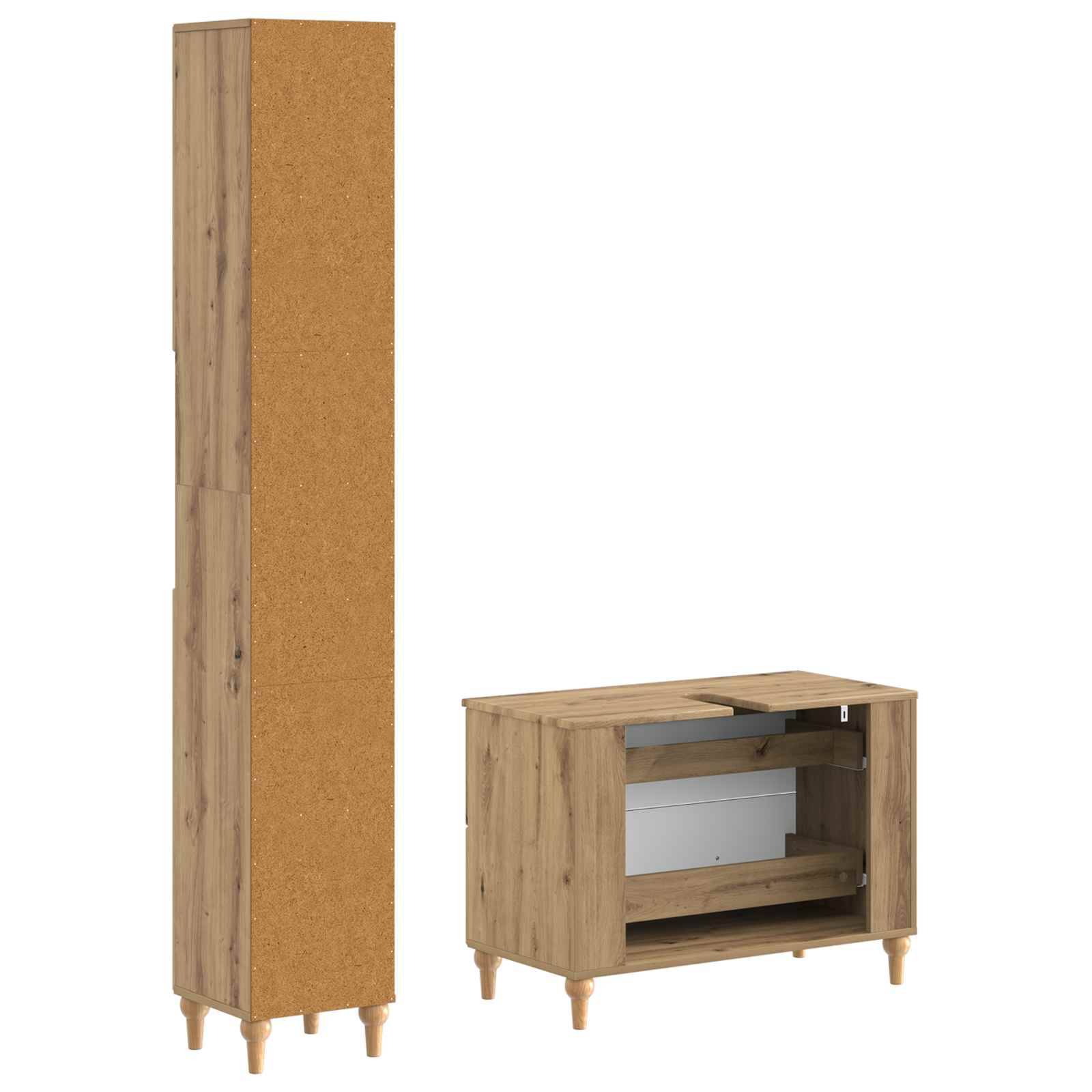 vidaXL 2-teiliges Badezimmer Schrank Set ALKMAAR Artisan-Eiche