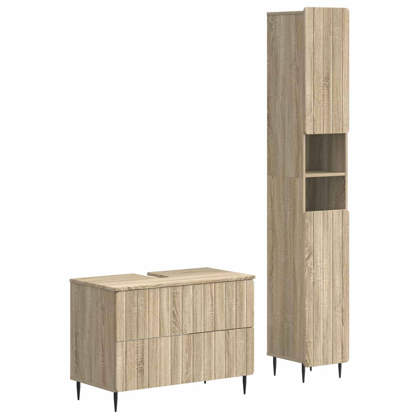vidaXL 2-teiliges Badezimmer Schrank Set ZWOLLE Sonoma-Eiche