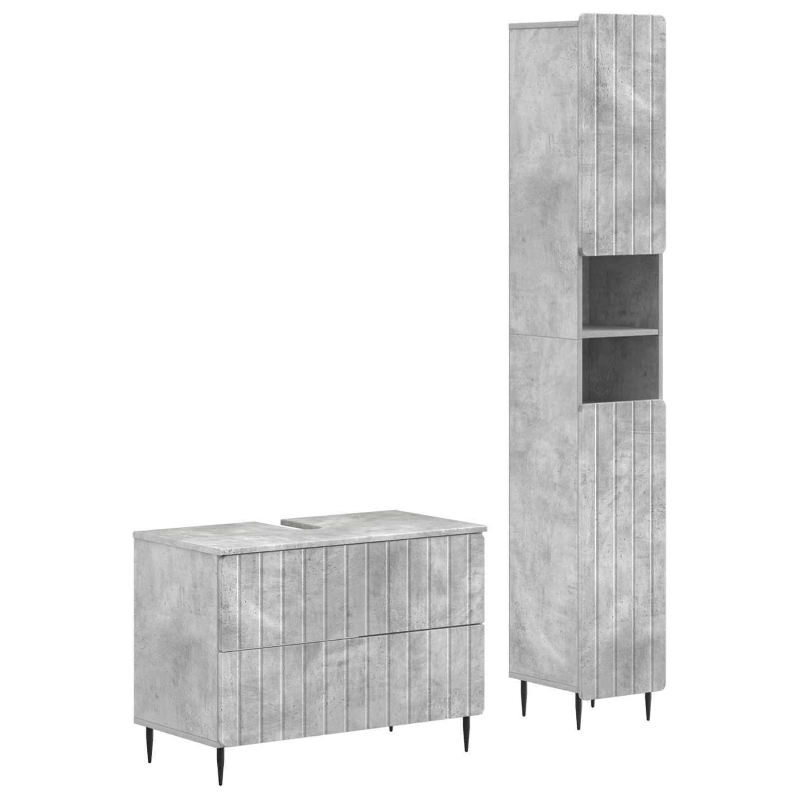 vidaXL 2-teiliges Badezimmer Schrank Set ZWOLLE Betongrau