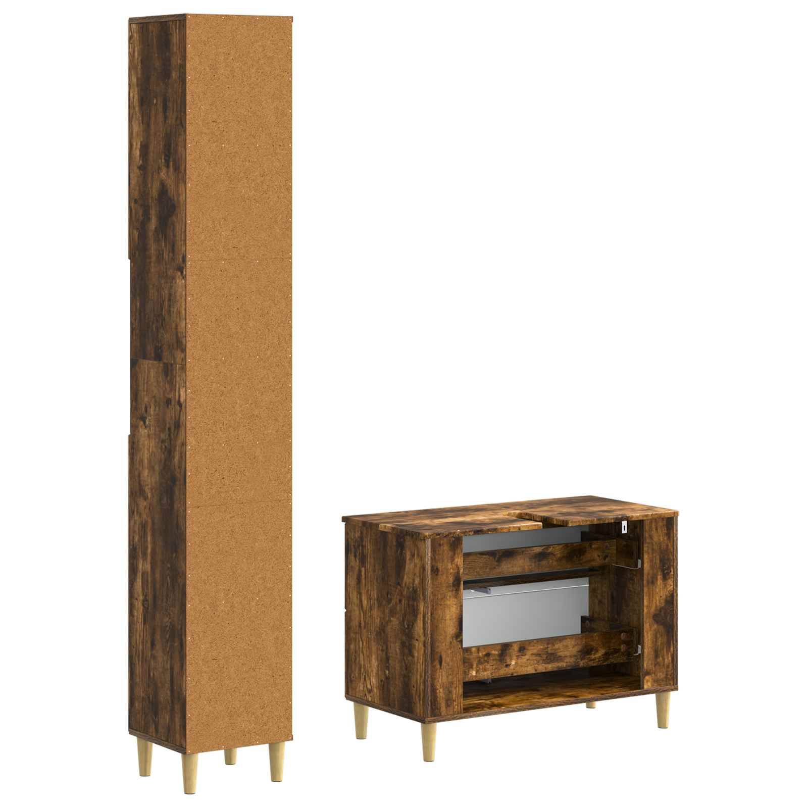 vidaXL 2-teiliges Badezimmer Schrank Set ARNHEM Raucheiche