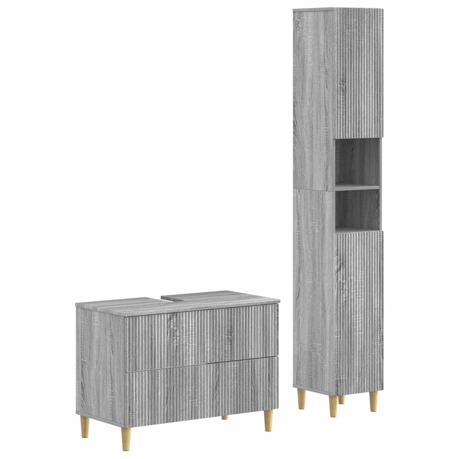vidaXL 2-teiliges Badezimmer Schrank Set ARNHEM Sonoma-Grau