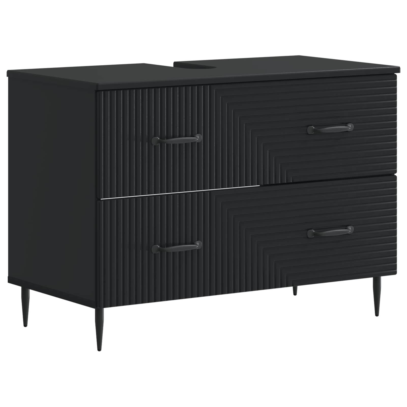 vidaXL Waschbeckenschrank HAARLEM Schwarz 82 x 41 x 58,5 cm