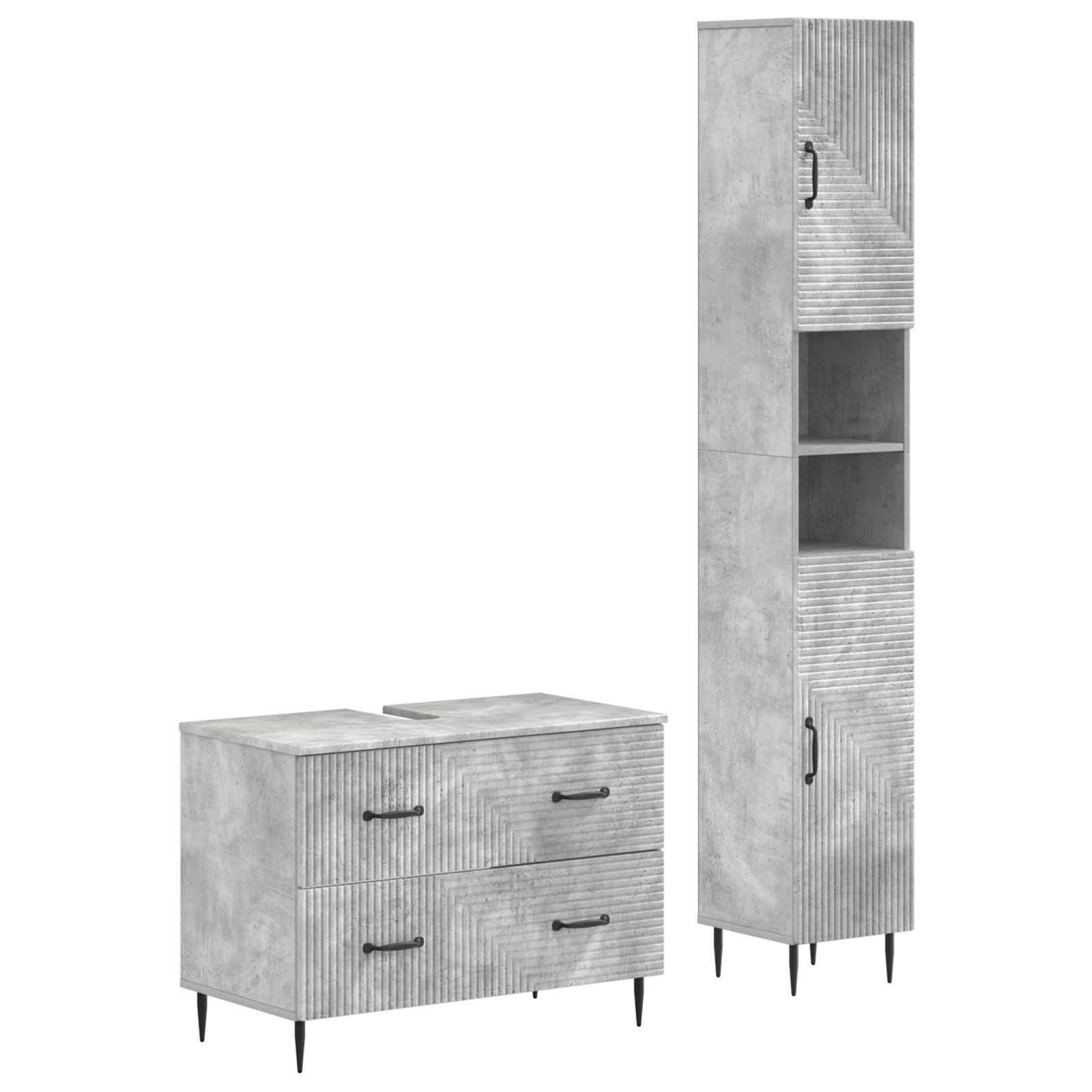 vidaXL 2-teiliges Badezimmer Schrank Set HAARLEM Betongrau
