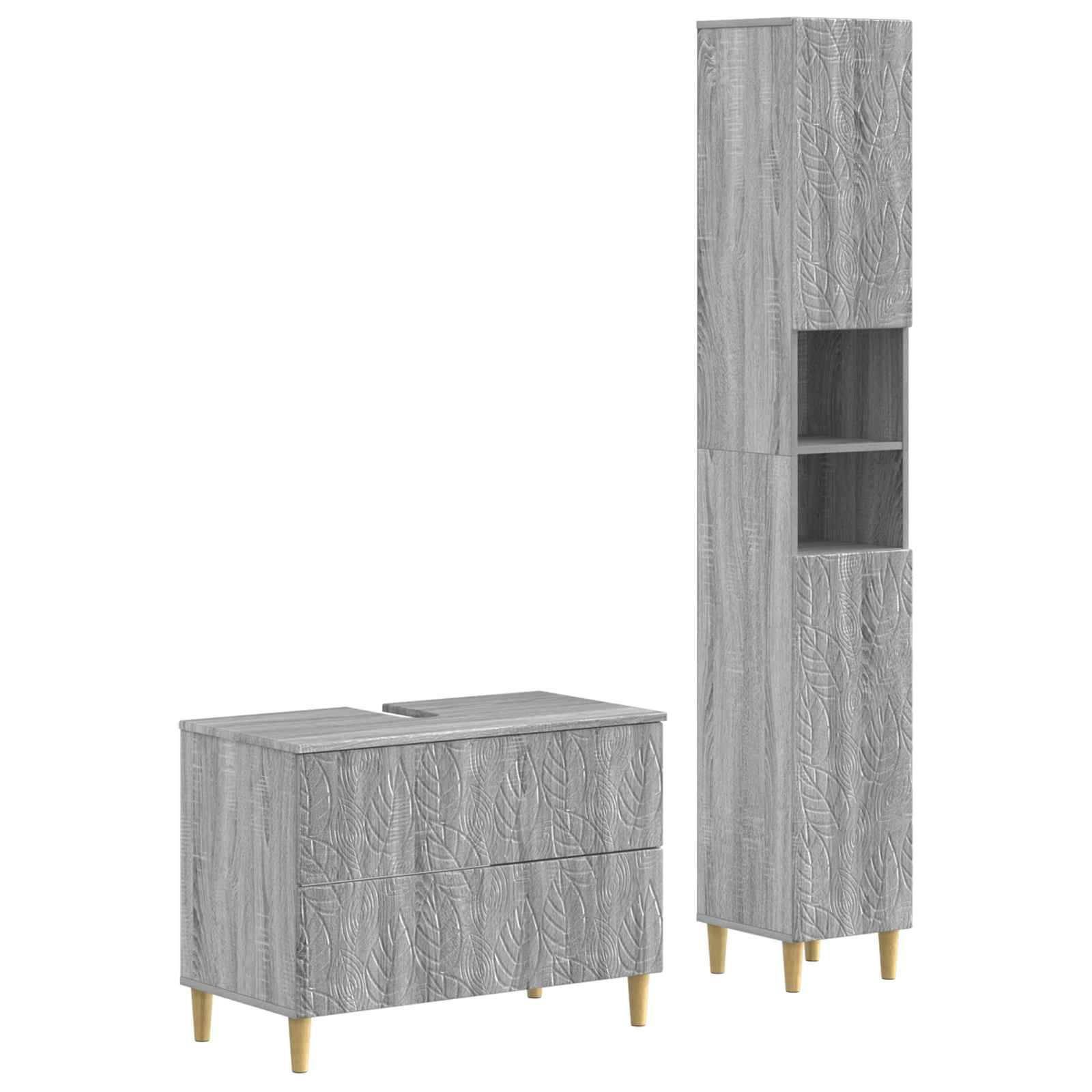 vidaXL 2-teiliges Badezimmer Schrank Set DELFT Sonoma-Grau