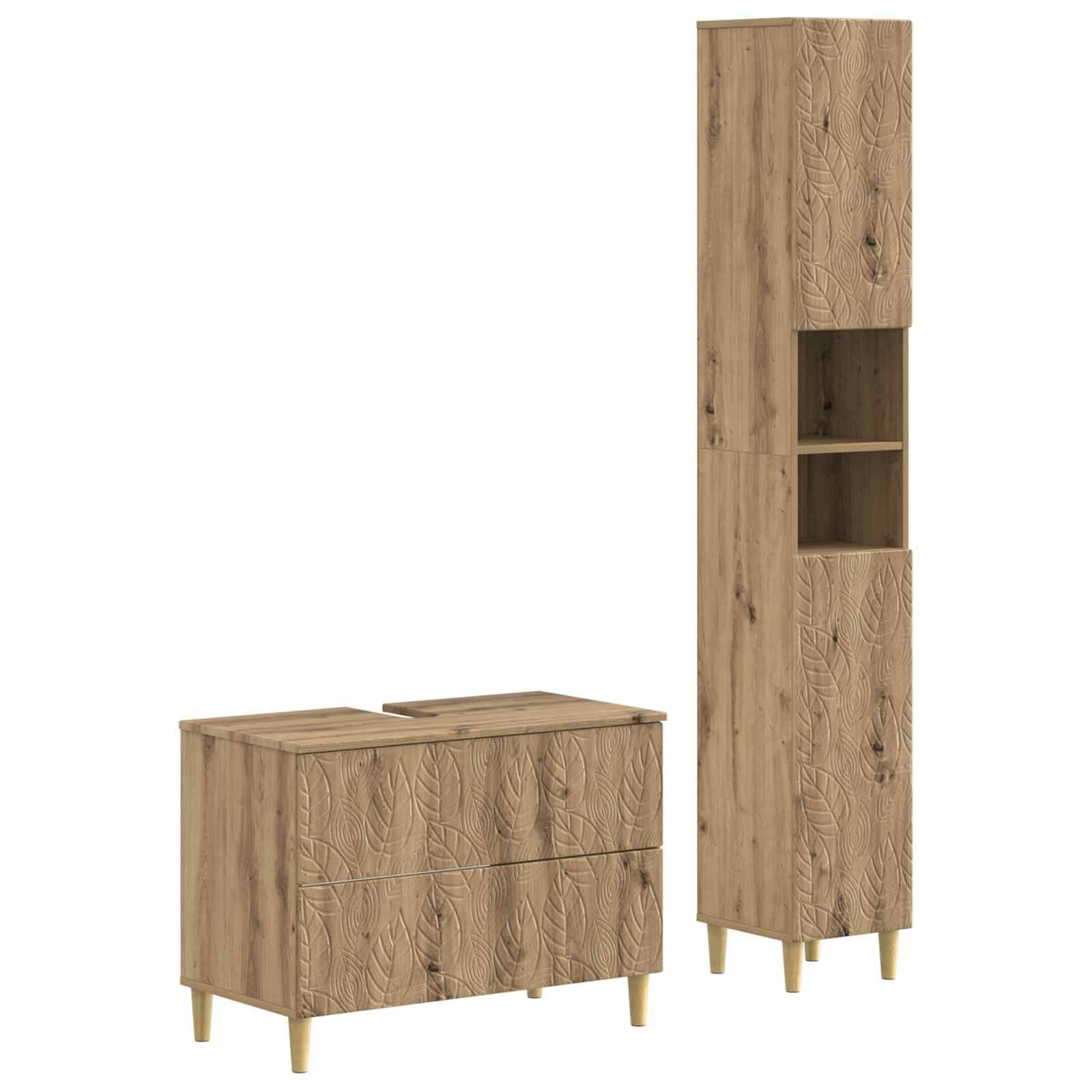 vidaXL 2-teiliges Badezimmer Schrank Set DELFT Artisan-Eiche