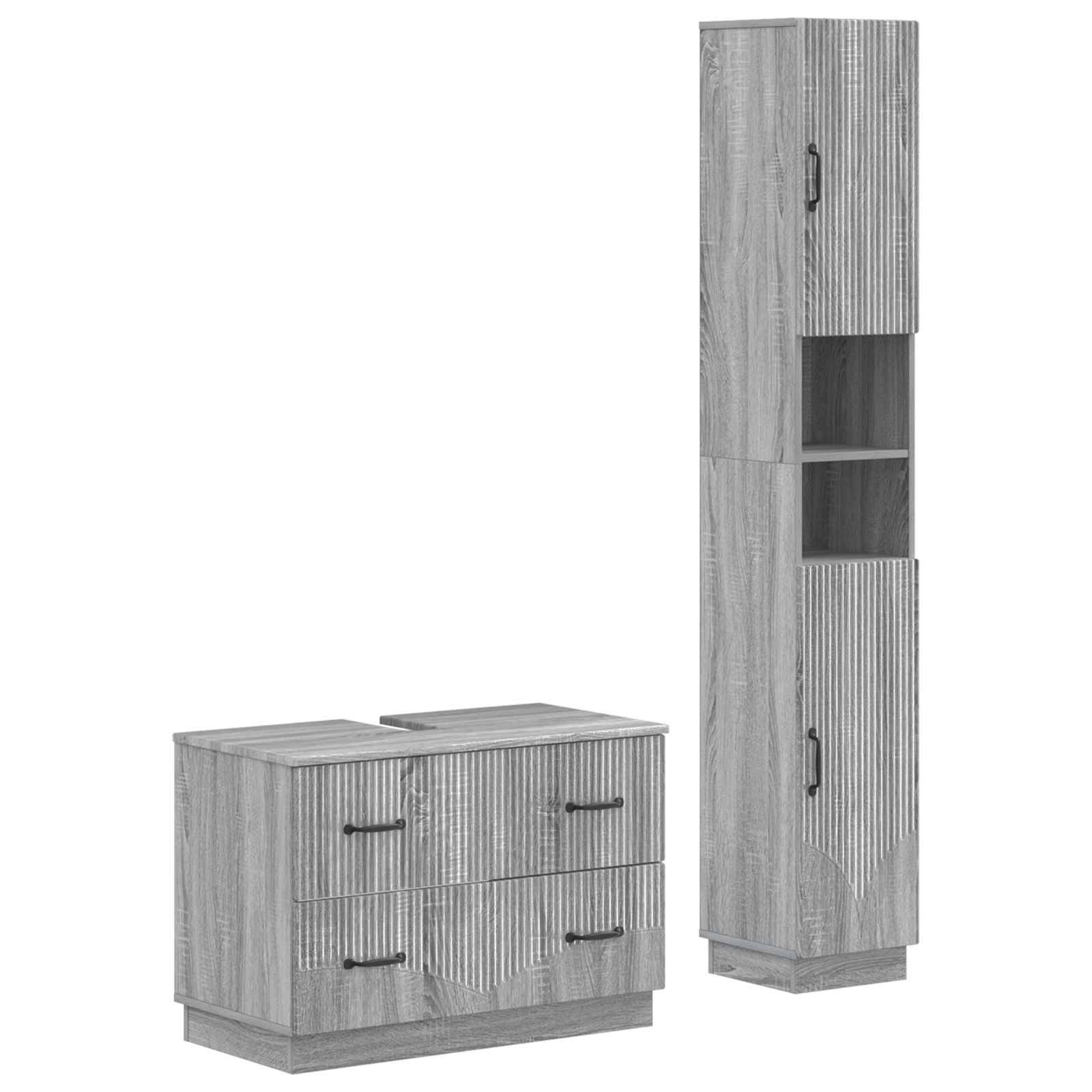 vidaXL 2-teiliges Badezimmer Schrank Set HOORN Sonoma-Grau