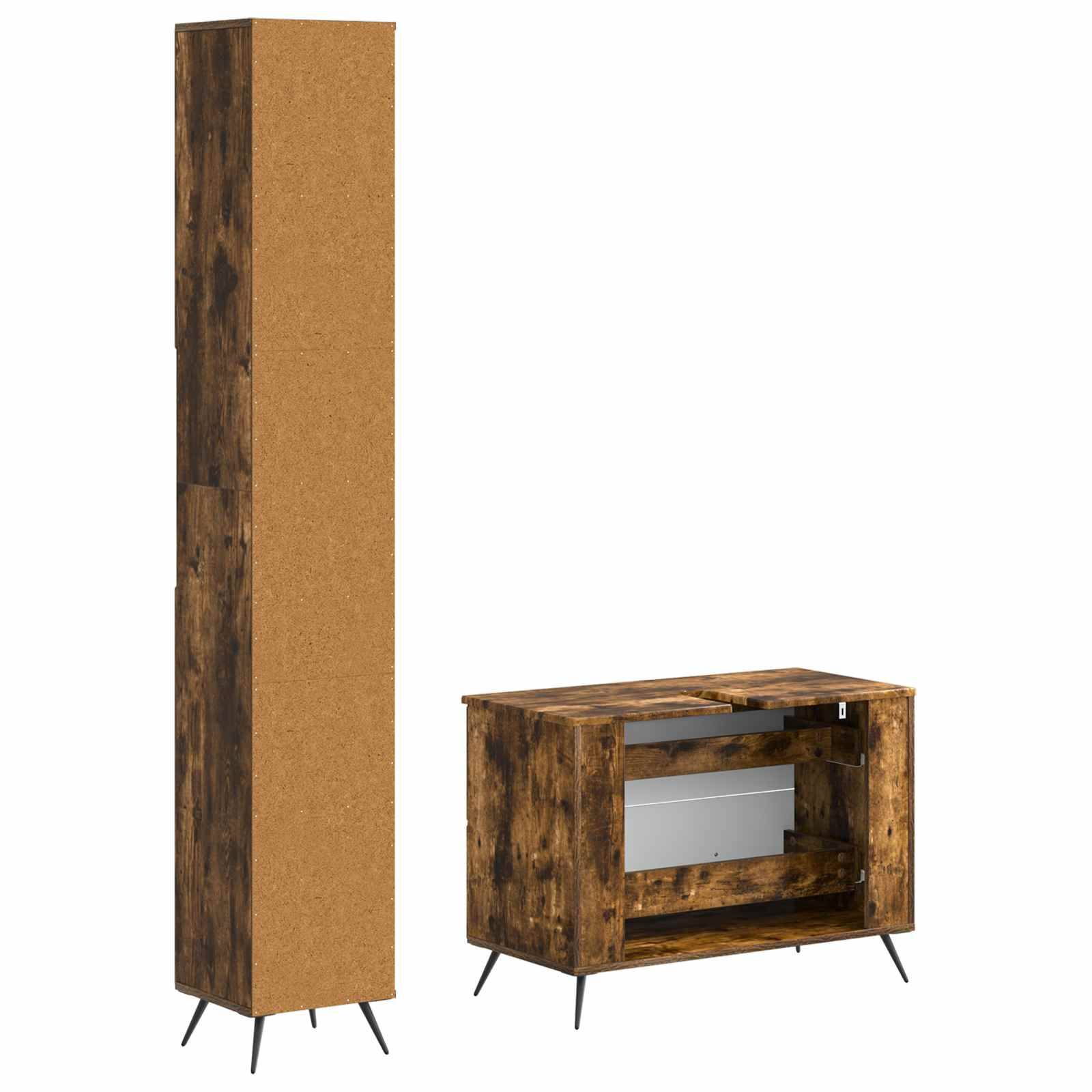 vidaXL 2-teiliges Badezimmer Schrank Set BREDA Raucheiche