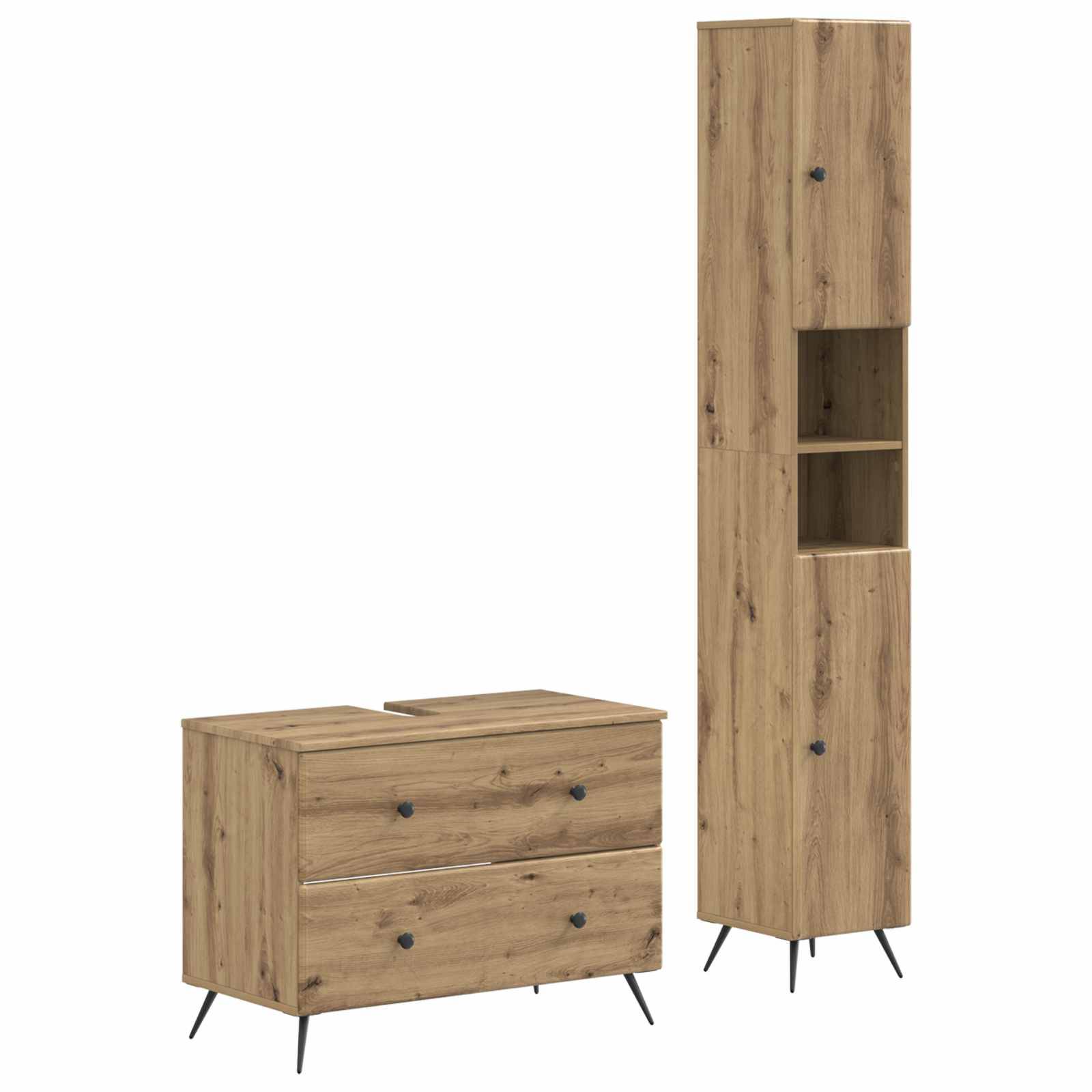 vidaXL 2-teiliges Badezimmer Schrank Set BREDA Artisan-Eiche