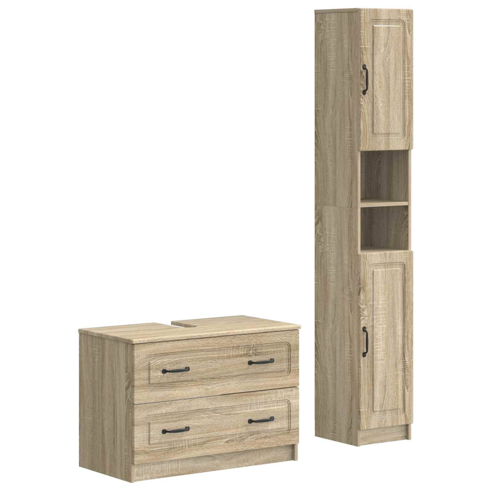 vidaXL 2-teiliges Badezimmer Schrank Set UTRECHT Sonoma-Eiche