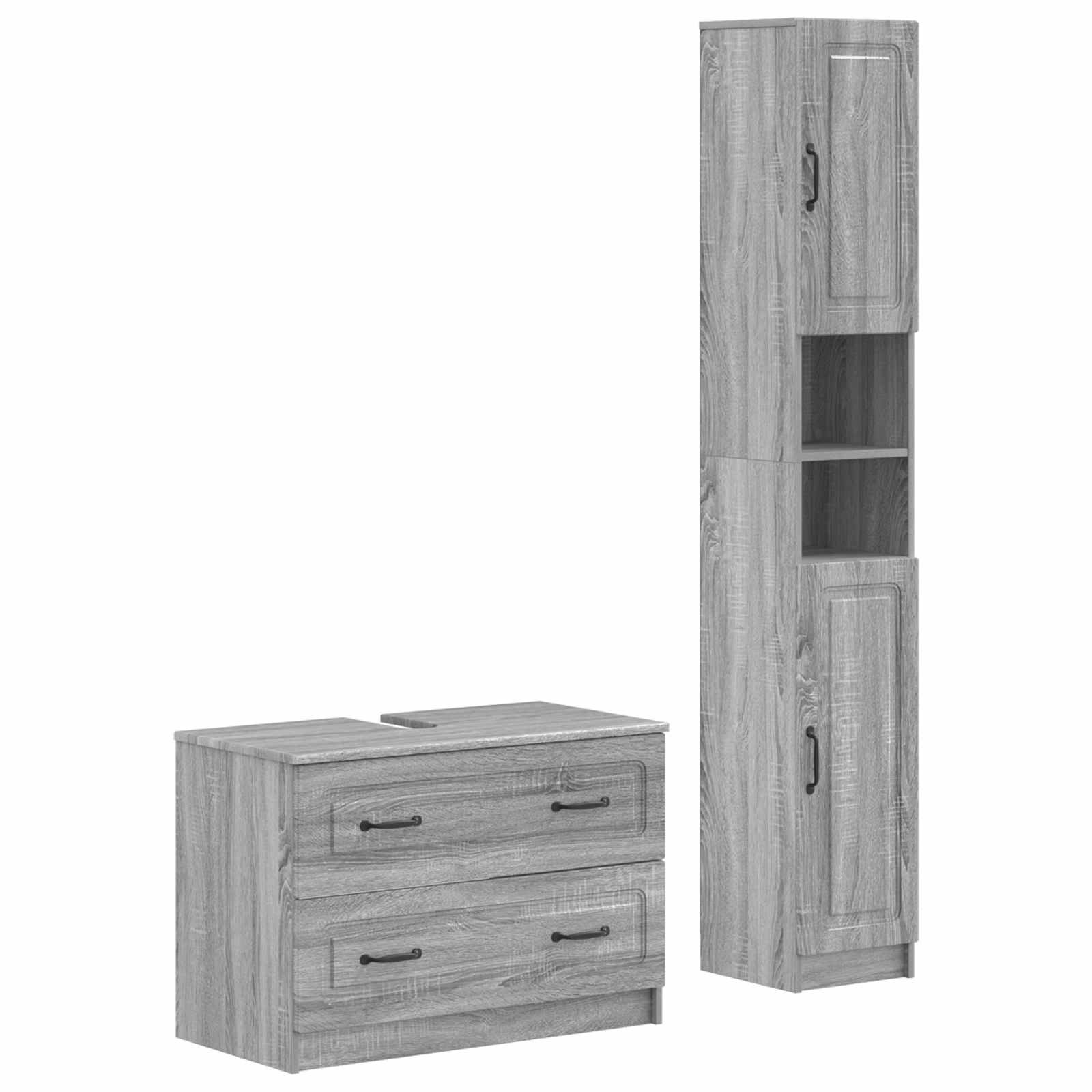 vidaXL 2-teiliges Badezimmer Schrank Set UTRECHT Sonoma-Grau