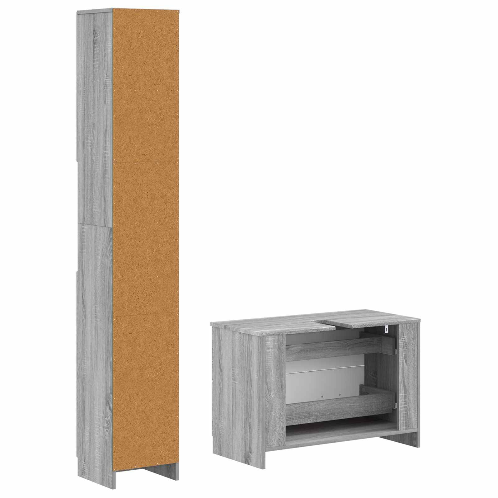 vidaXL 2-teiliges Badezimmer Schrank Set UTRECHT Sonoma-Grau