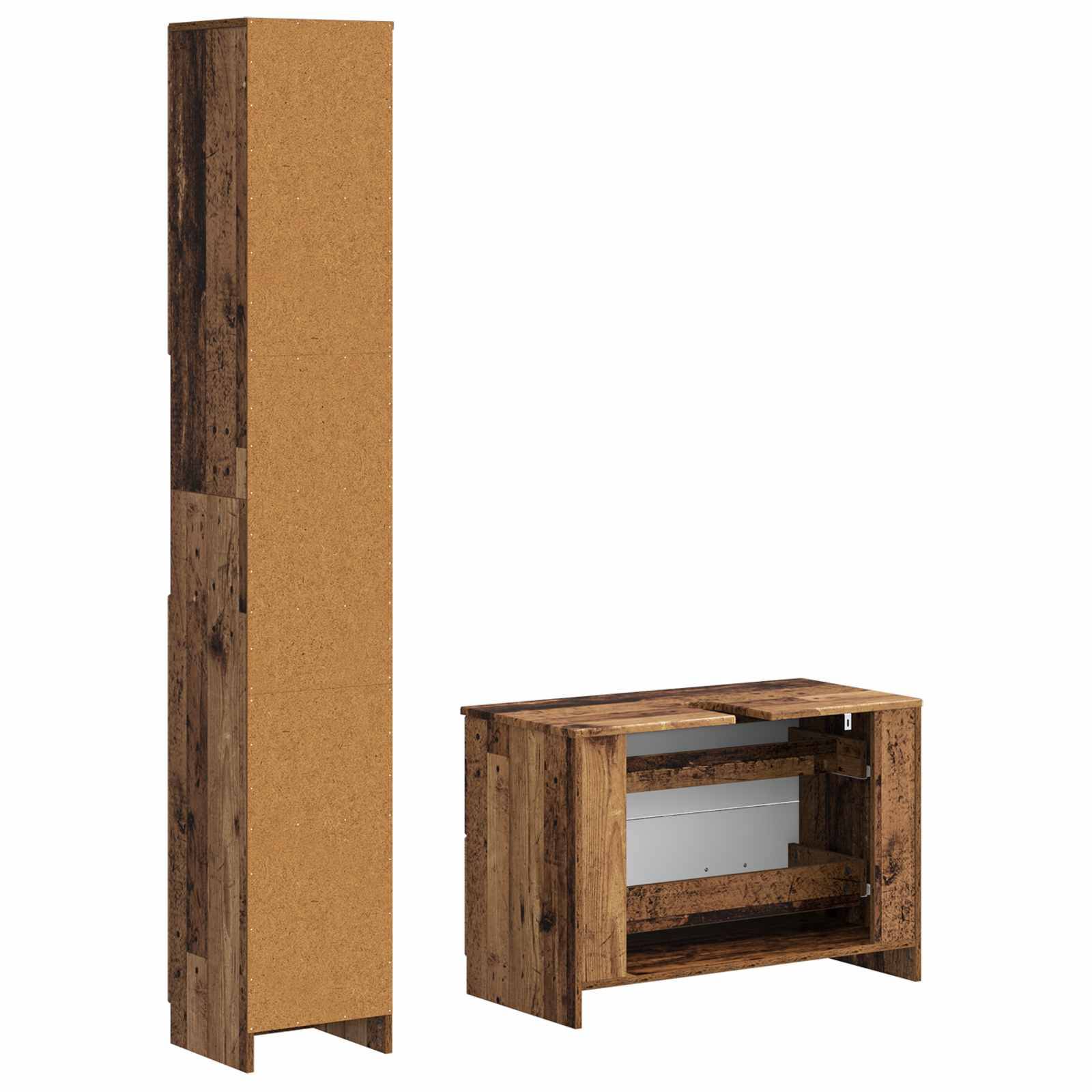 vidaXL 2-teiliges Badezimmer Schrank Set UTRECHT Altholz Holzwerkstoff